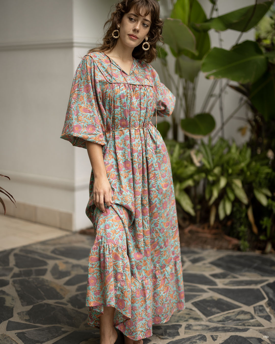 Sama Hand-Block Print Cotton Maxi Dress for Women - gallery