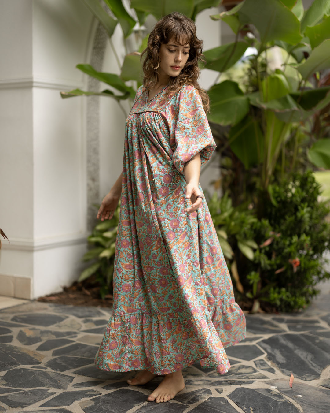 Sama Hand-Block Print Cotton Maxi Dress for Women - gallery