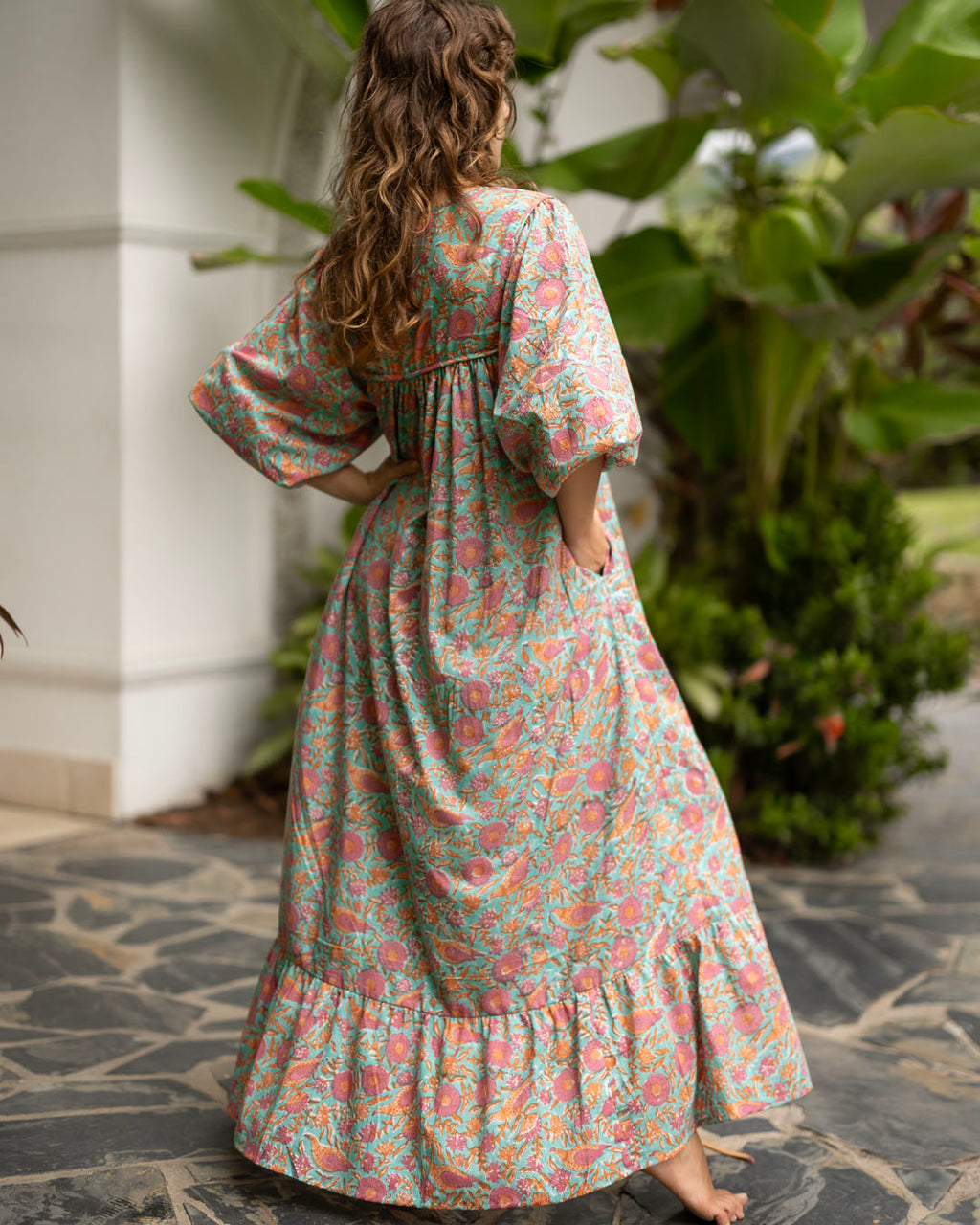 Sama Hand-Block Print Cotton Maxi Dress for Women - gallery
