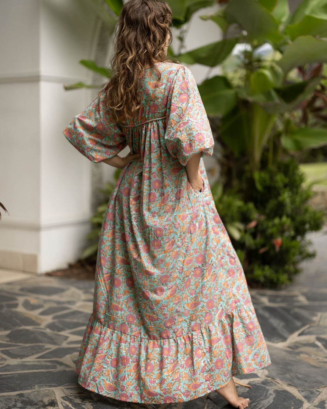 Sama Hand-Block Print Cotton Maxi Dress for Women - gallery