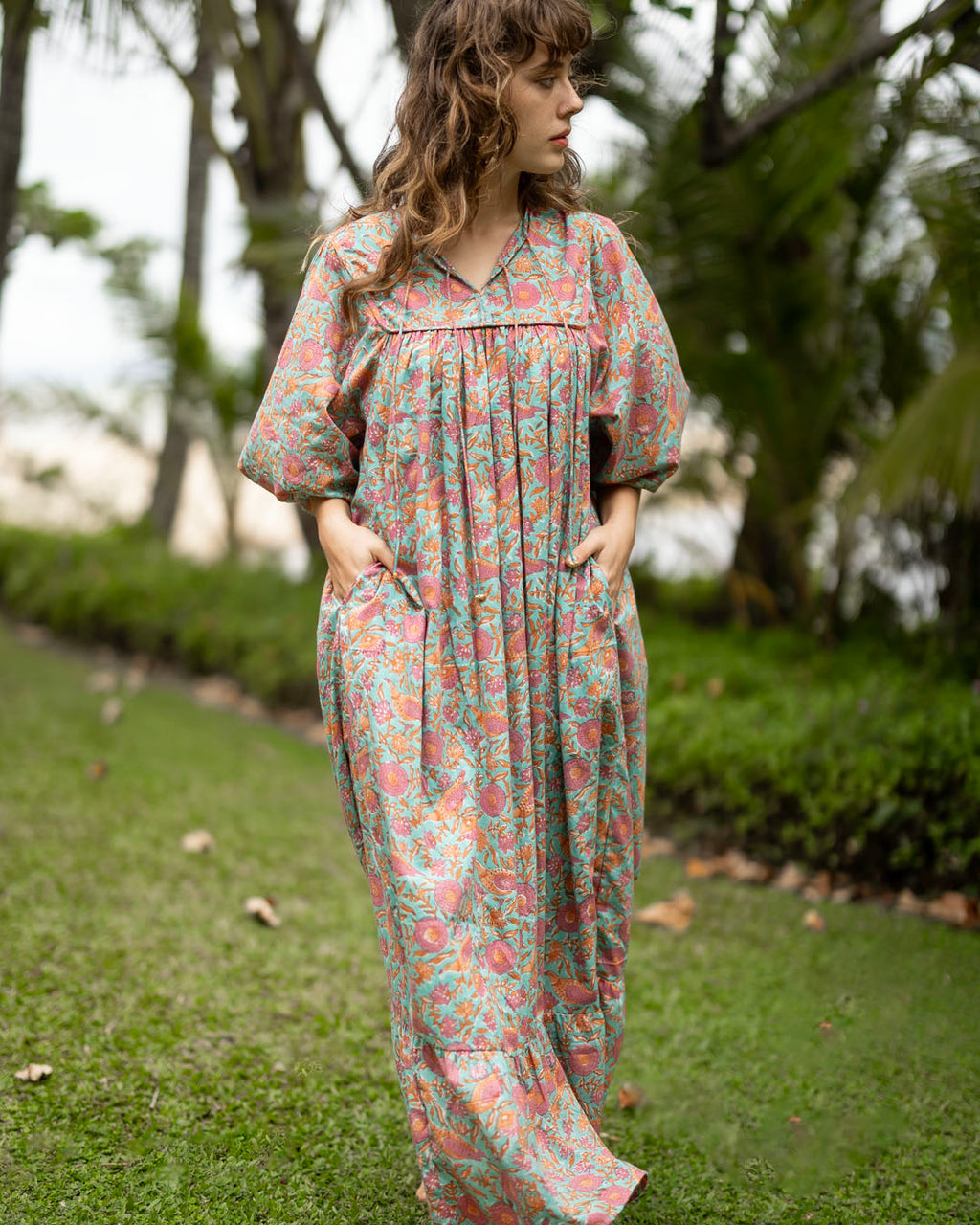Sama Hand-Block Print Cotton Maxi Dress for Women - gallery