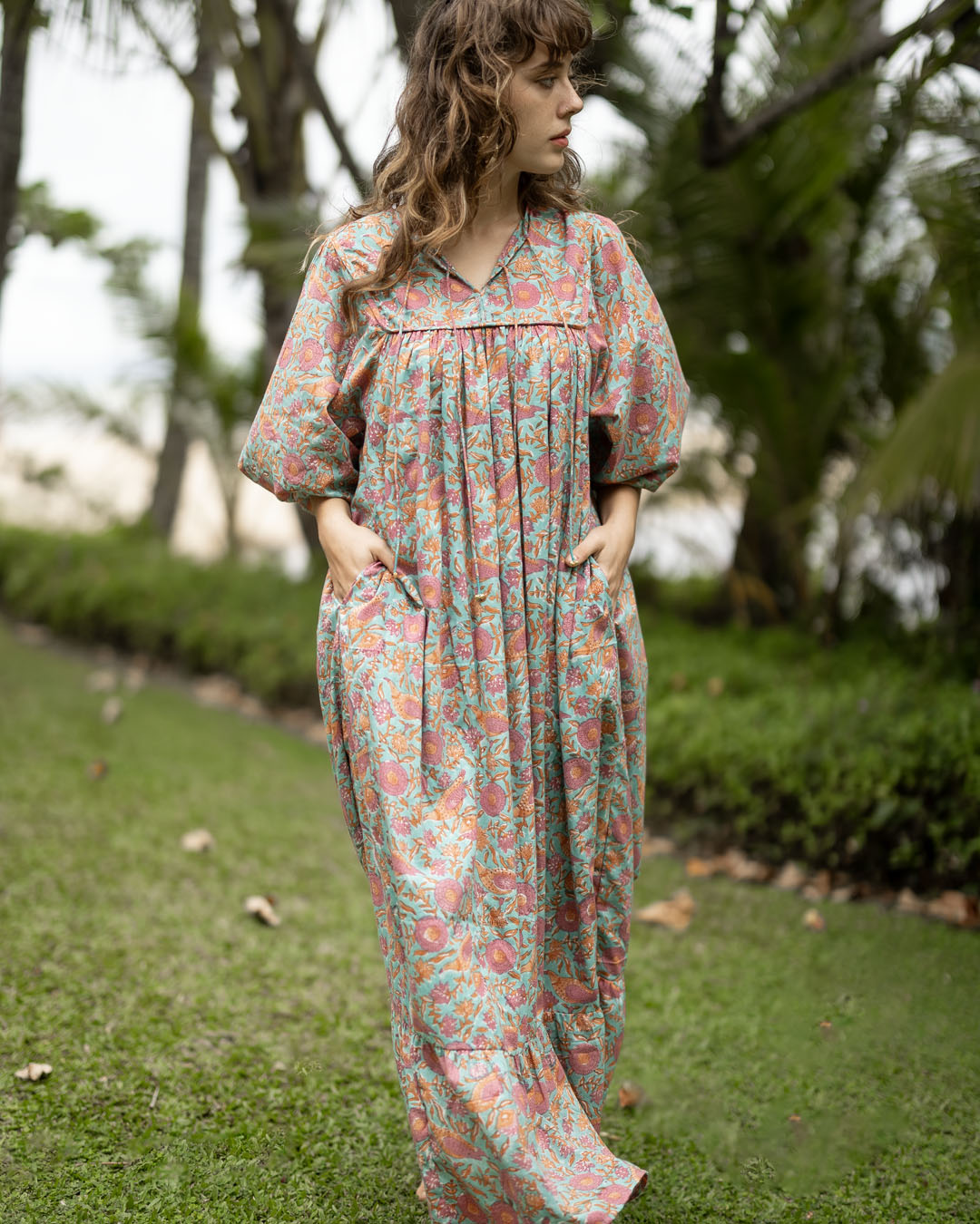 Sama Hand-Block Print Cotton Maxi Dress for Women - gallery