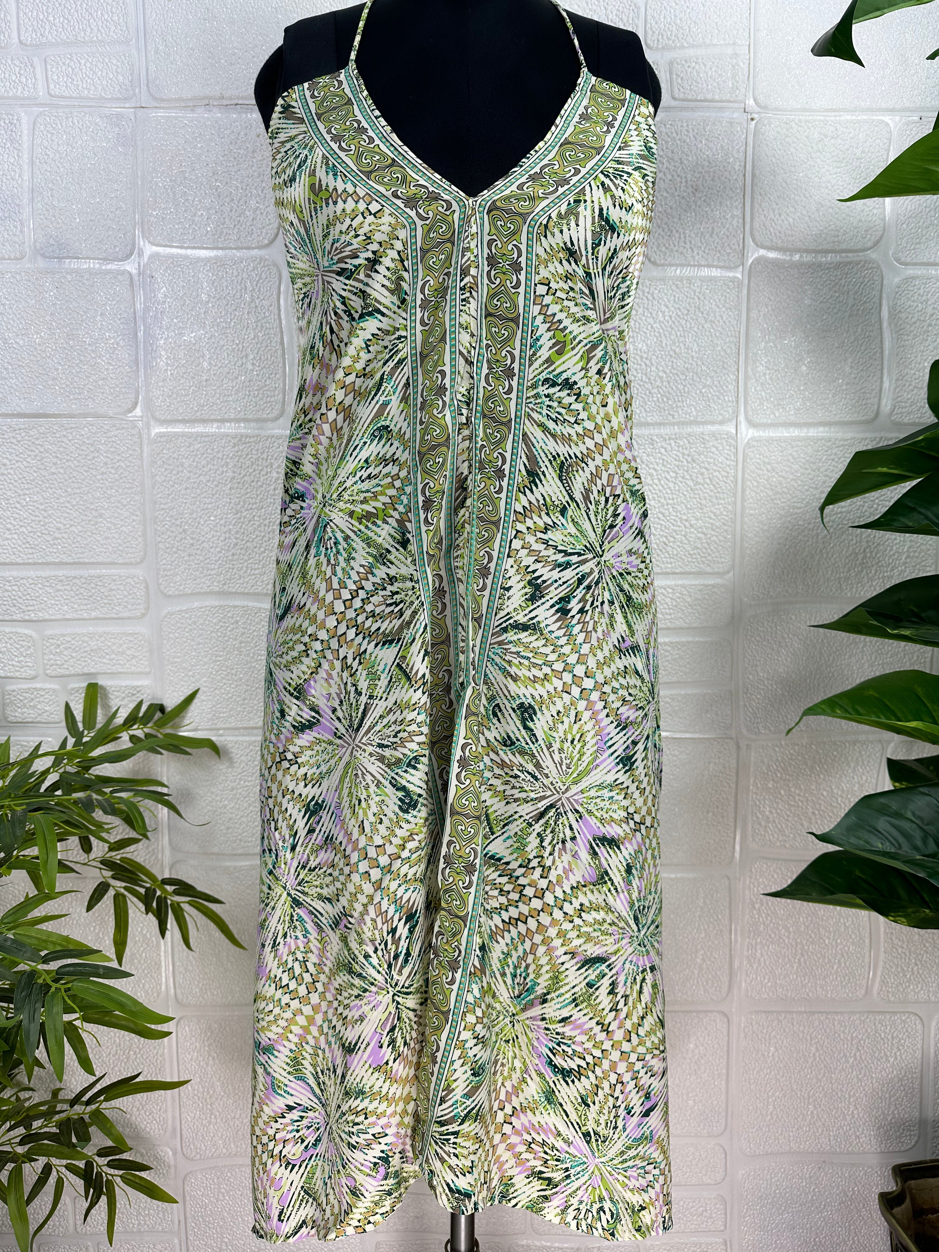 Handmade Floral Halter Maxi Dress for Women — Vintage Boho