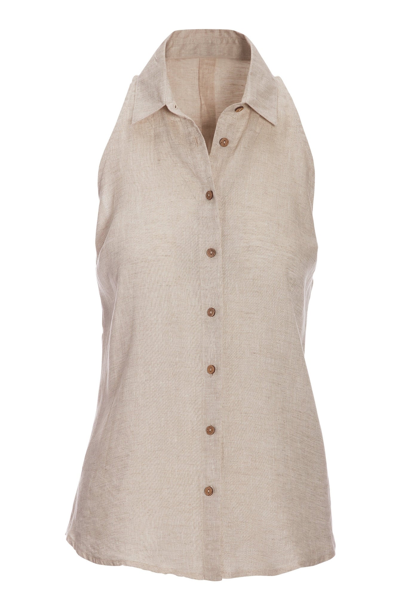 Chic Sleeveless Linen Shirt Top for Women - gallery
