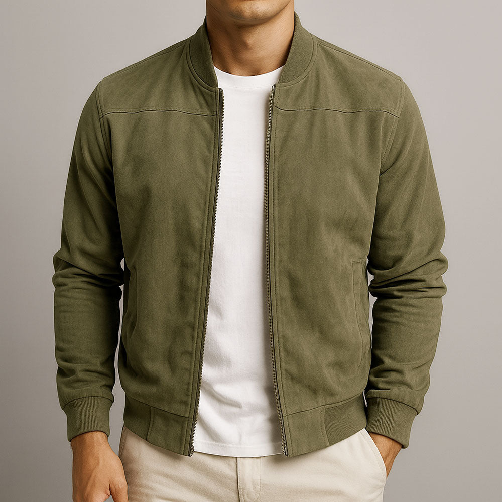 Suede Jacket for Men - Army Green