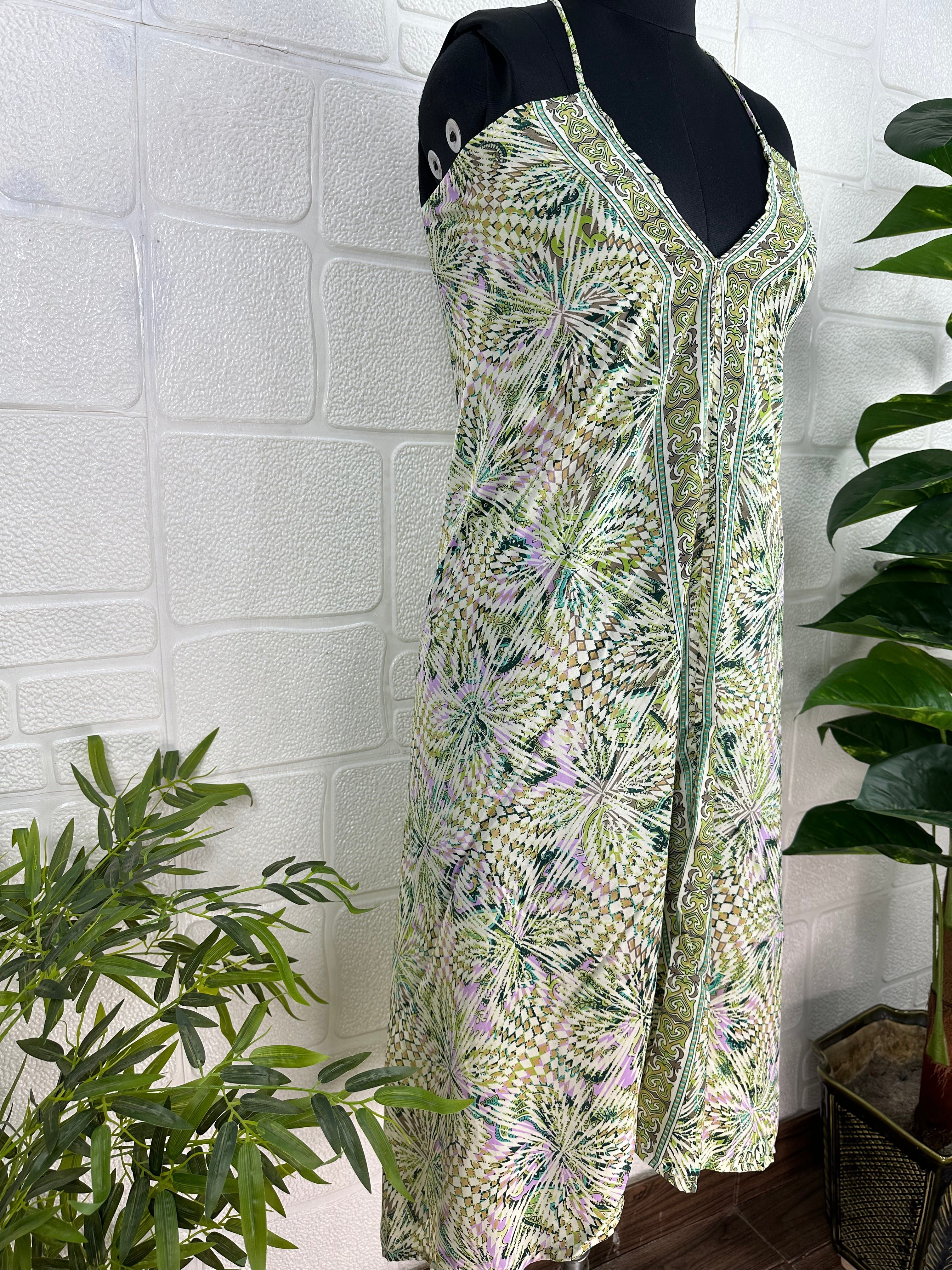 Handmade Floral Halter Maxi Dress for Women — Vintage Boho - gallery