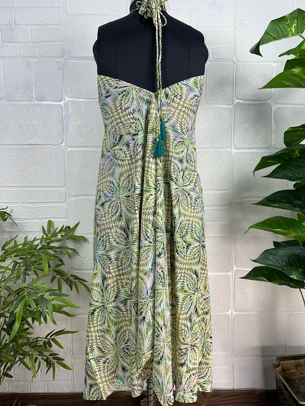 Handmade Floral Halter Maxi Dress for Women — Vintage Boho - gallery