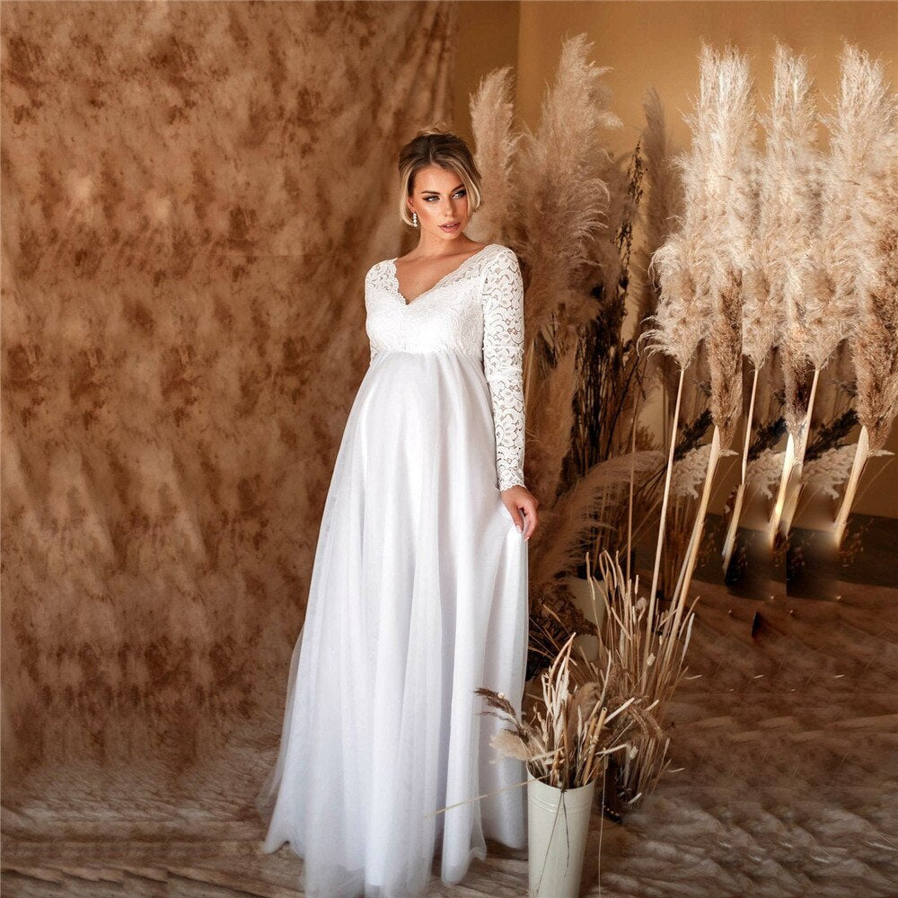 Elegant Lace Maxi Dress for Moms-to-Be