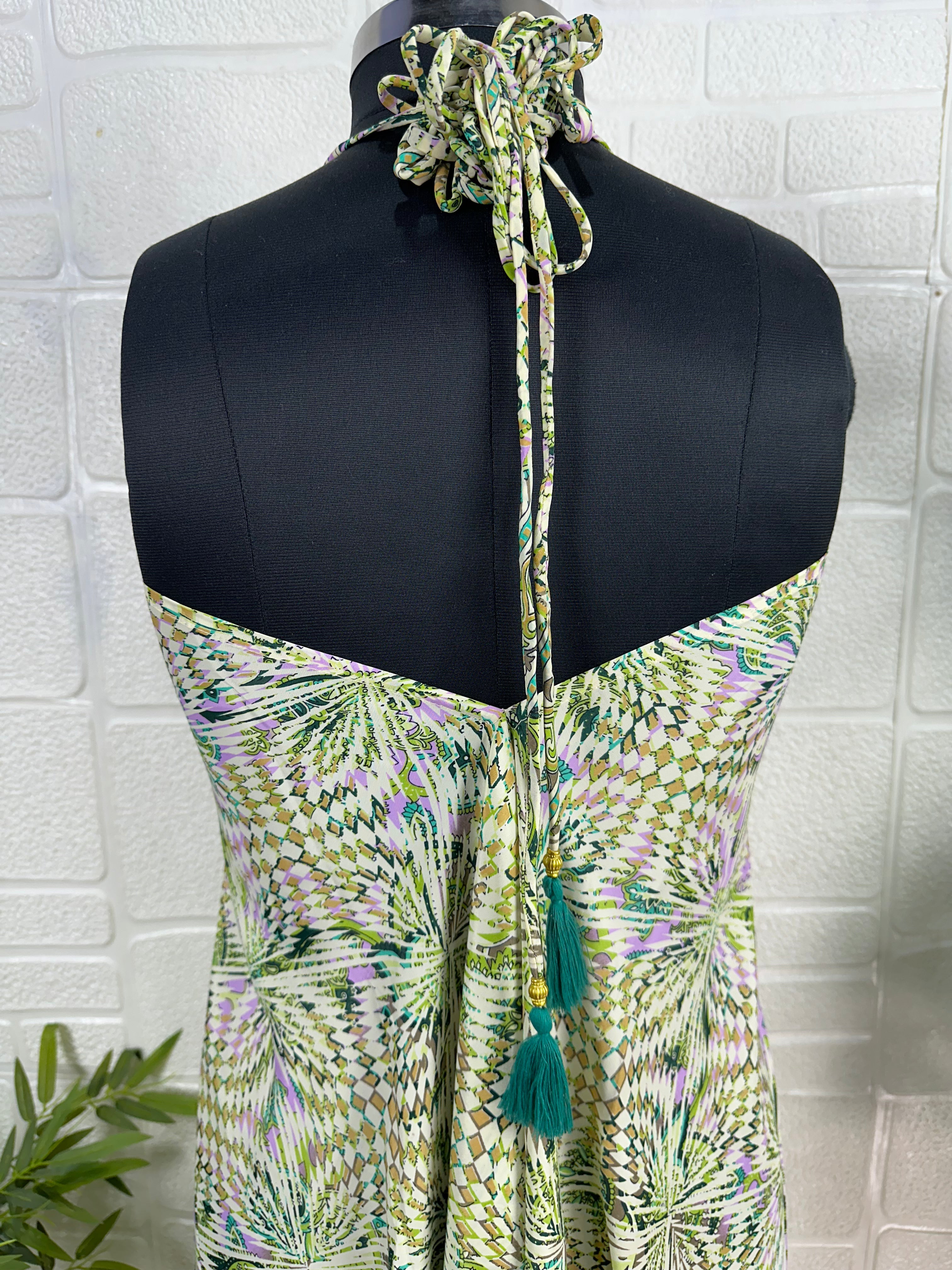 Handmade Floral Halter Maxi Dress for Women — Vintage Boho - gallery