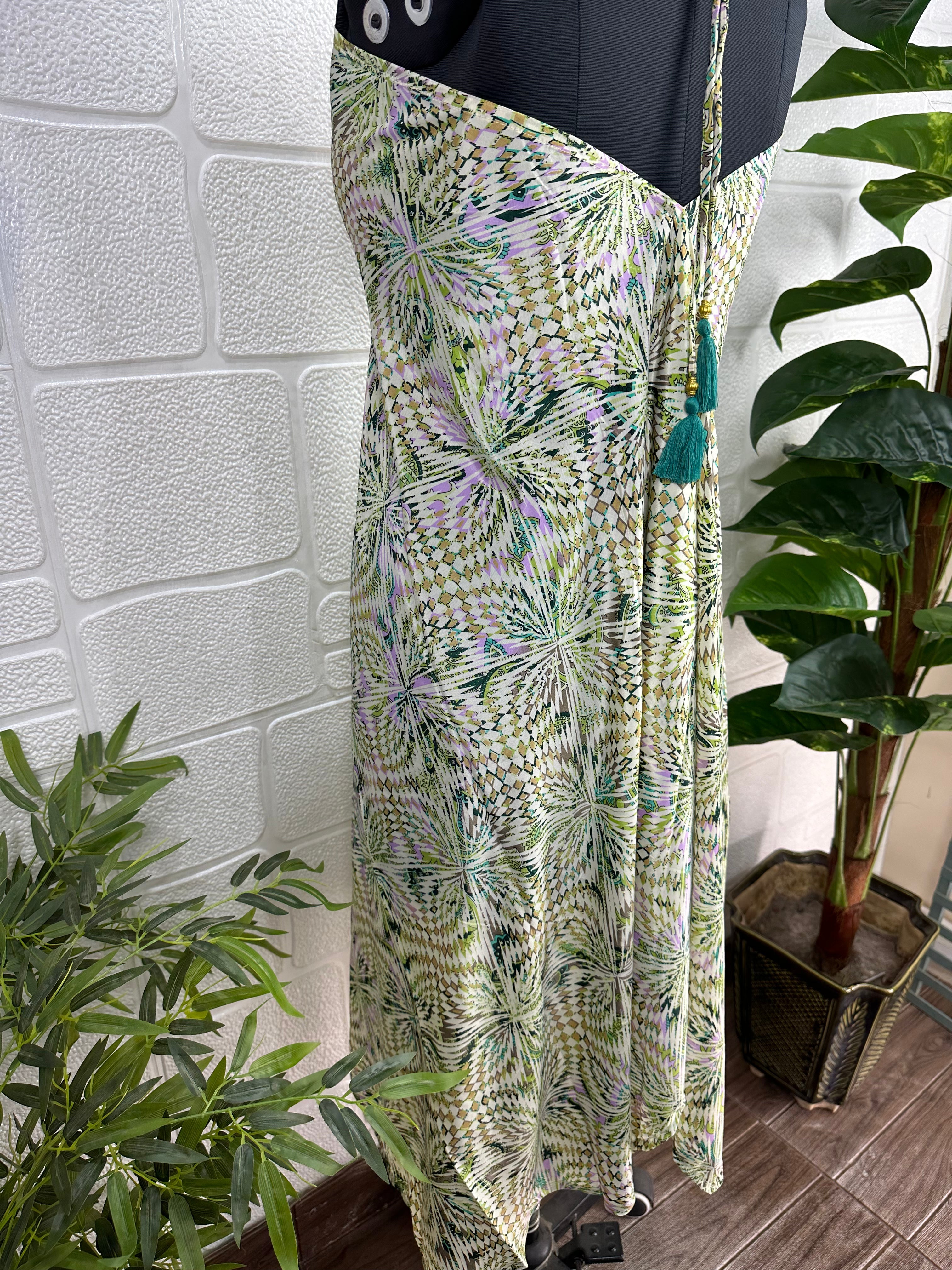 Handmade Floral Halter Maxi Dress for Women — Vintage Boho - gallery