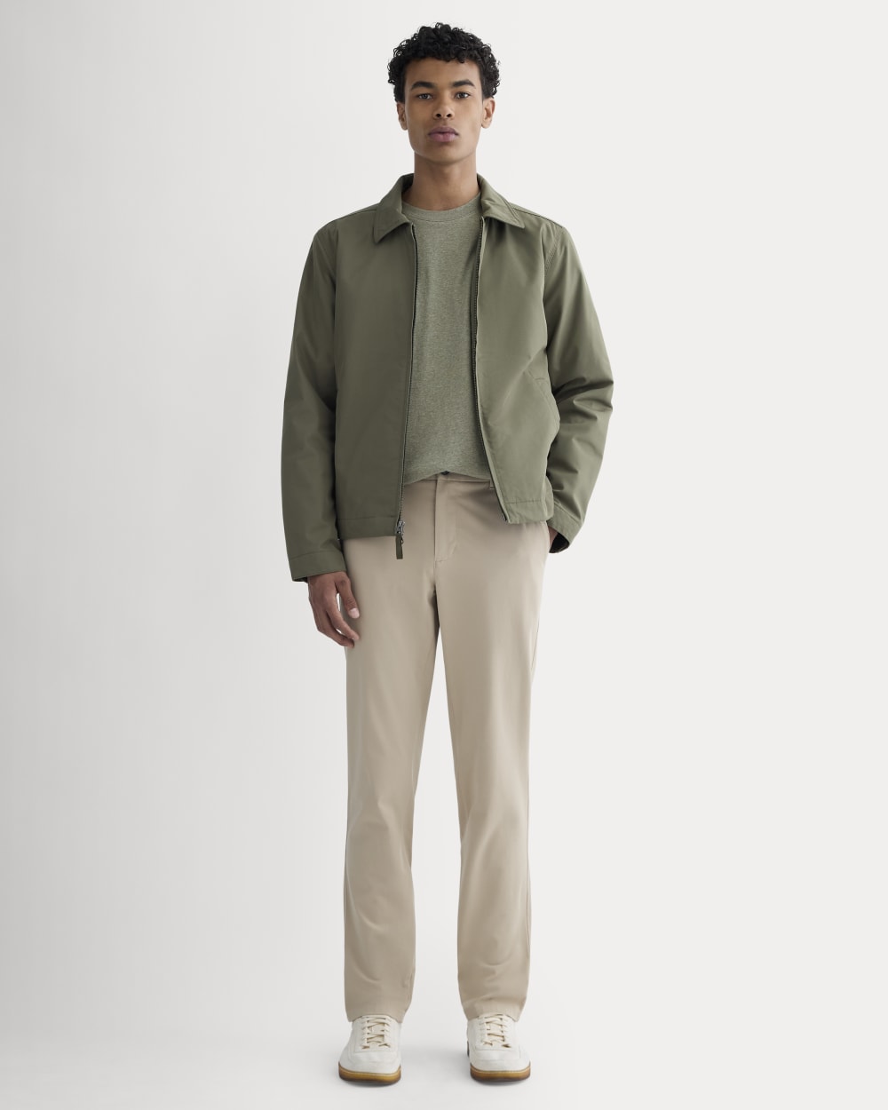 Khaki Athletic Performance Chino Trousers for Men