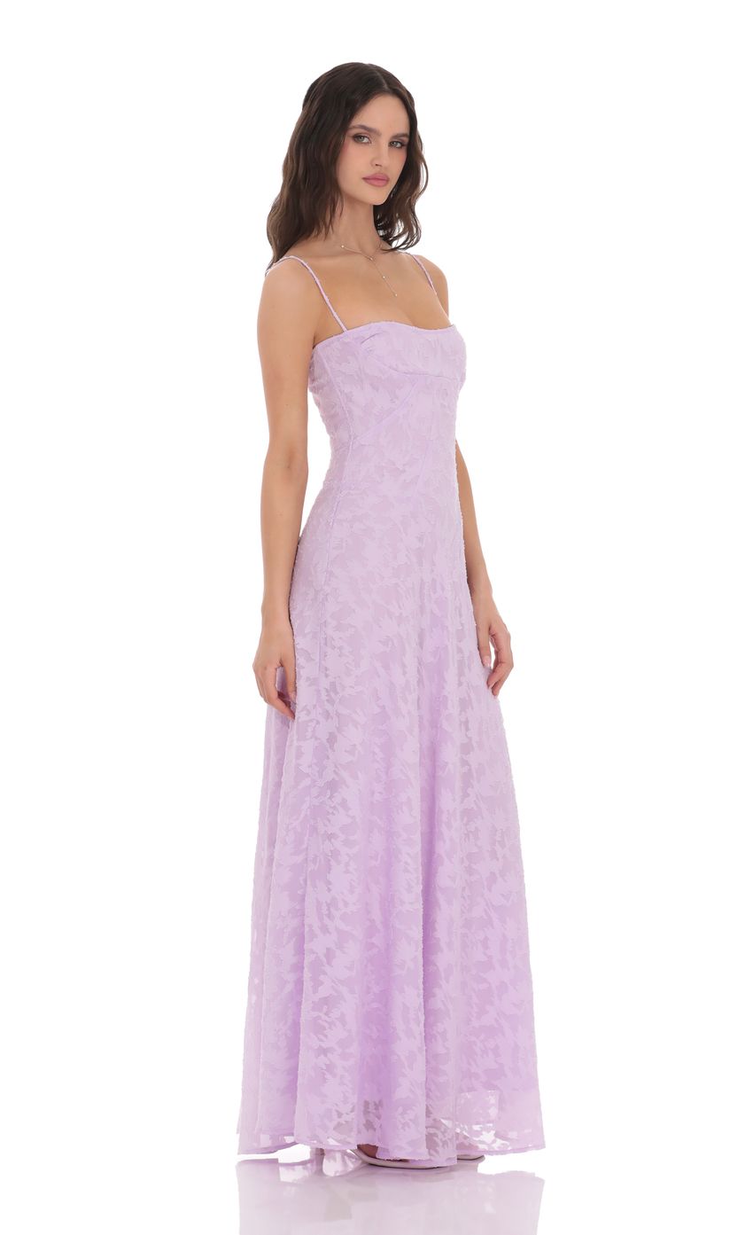 Burnout Lace-Up Maxi Dress in Lavender for Women - detail