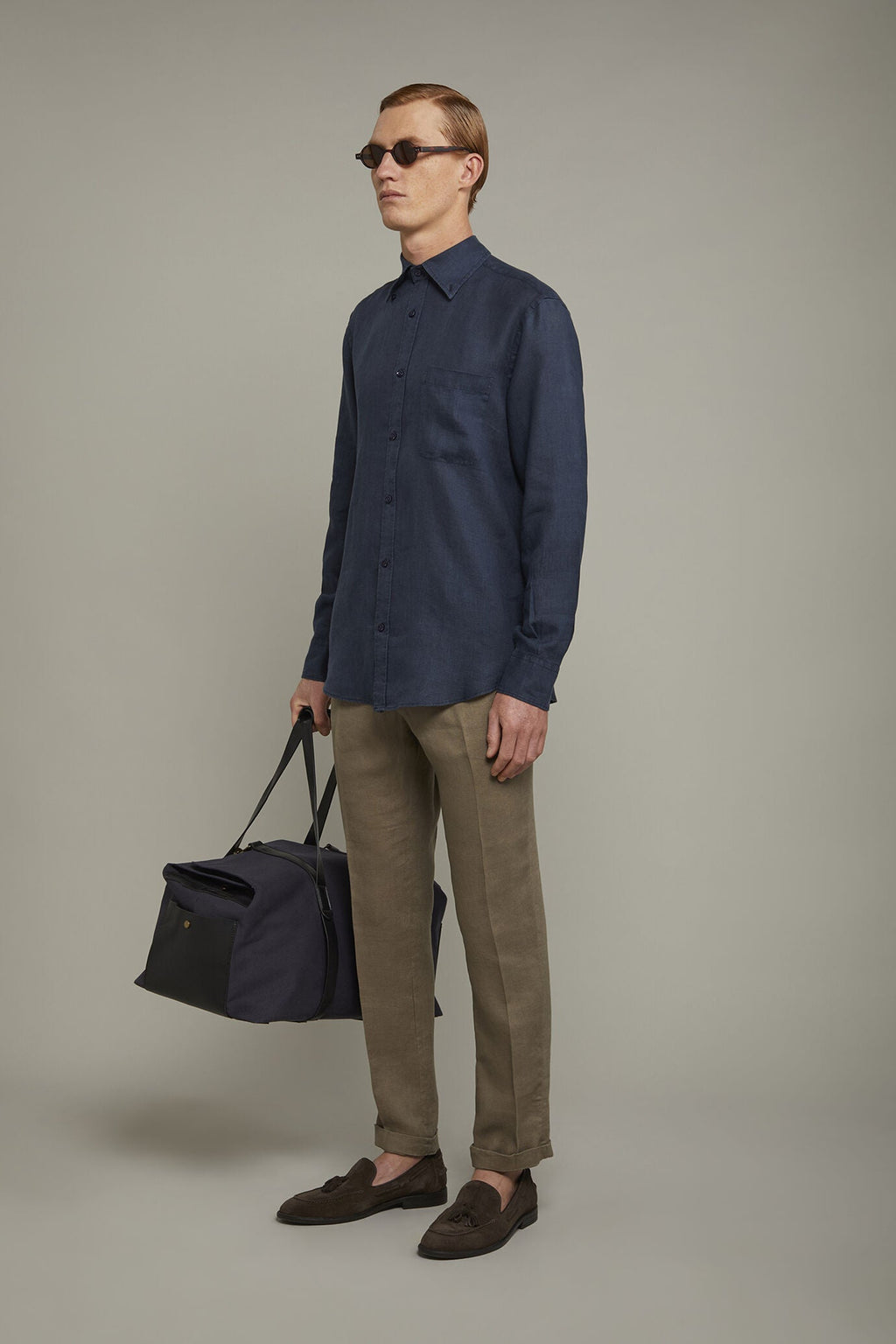 Button-Down Collar Pure Linen Comfort Shirt for Men — gallery