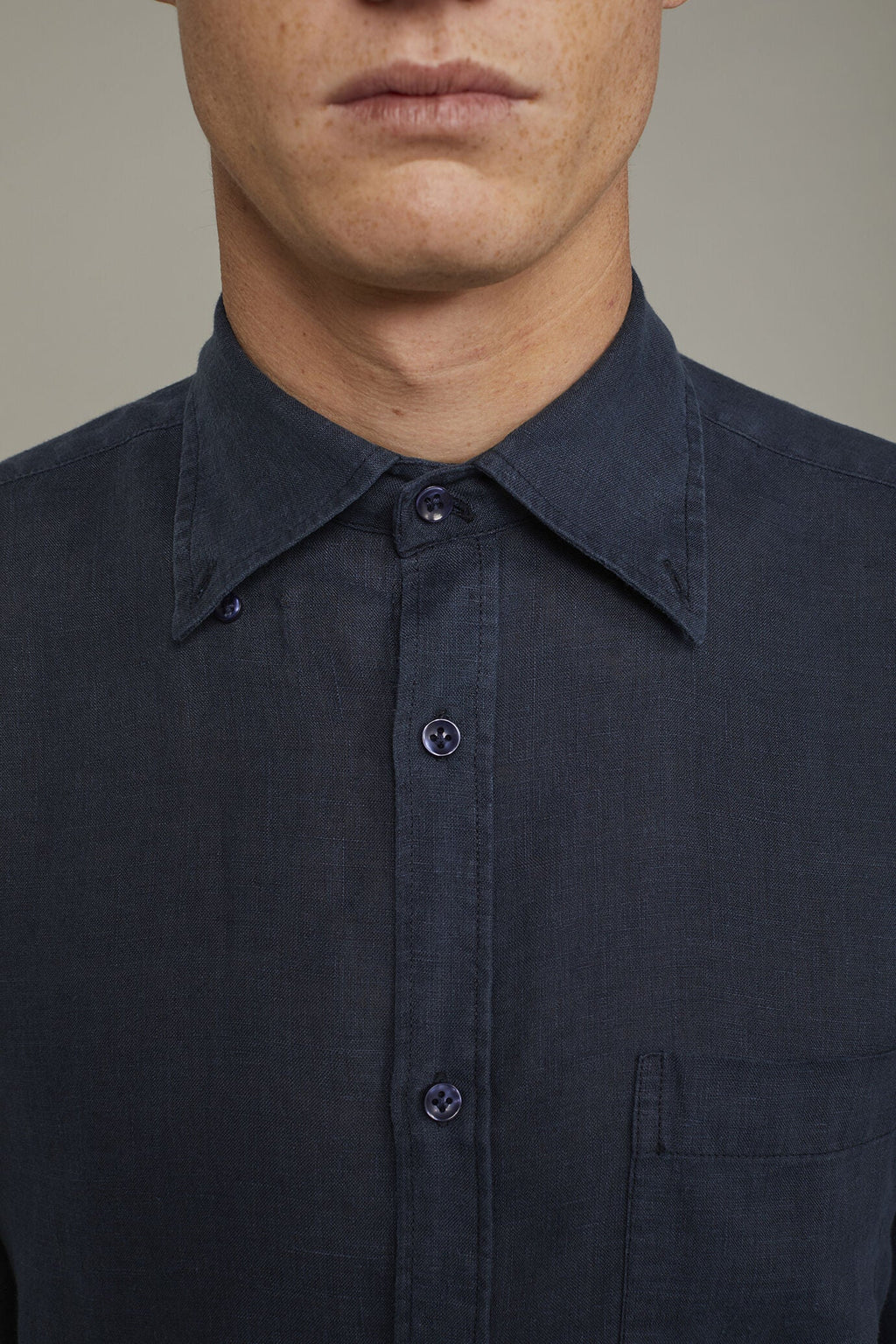 Button-Down Collar Pure Linen Comfort Shirt for Men — gallery