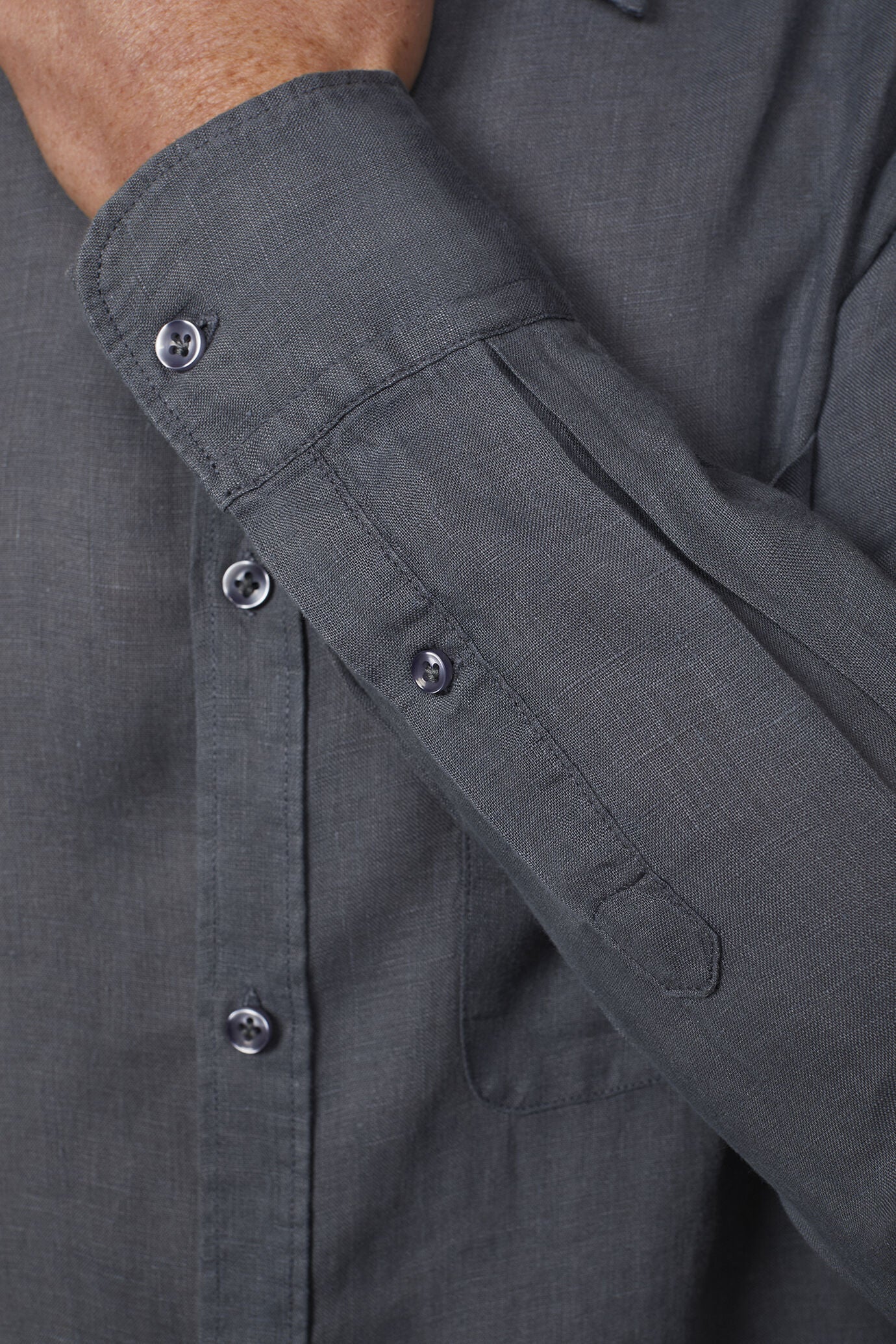Button-Down Collar Pure Linen Comfort Shirt for Men — gallery