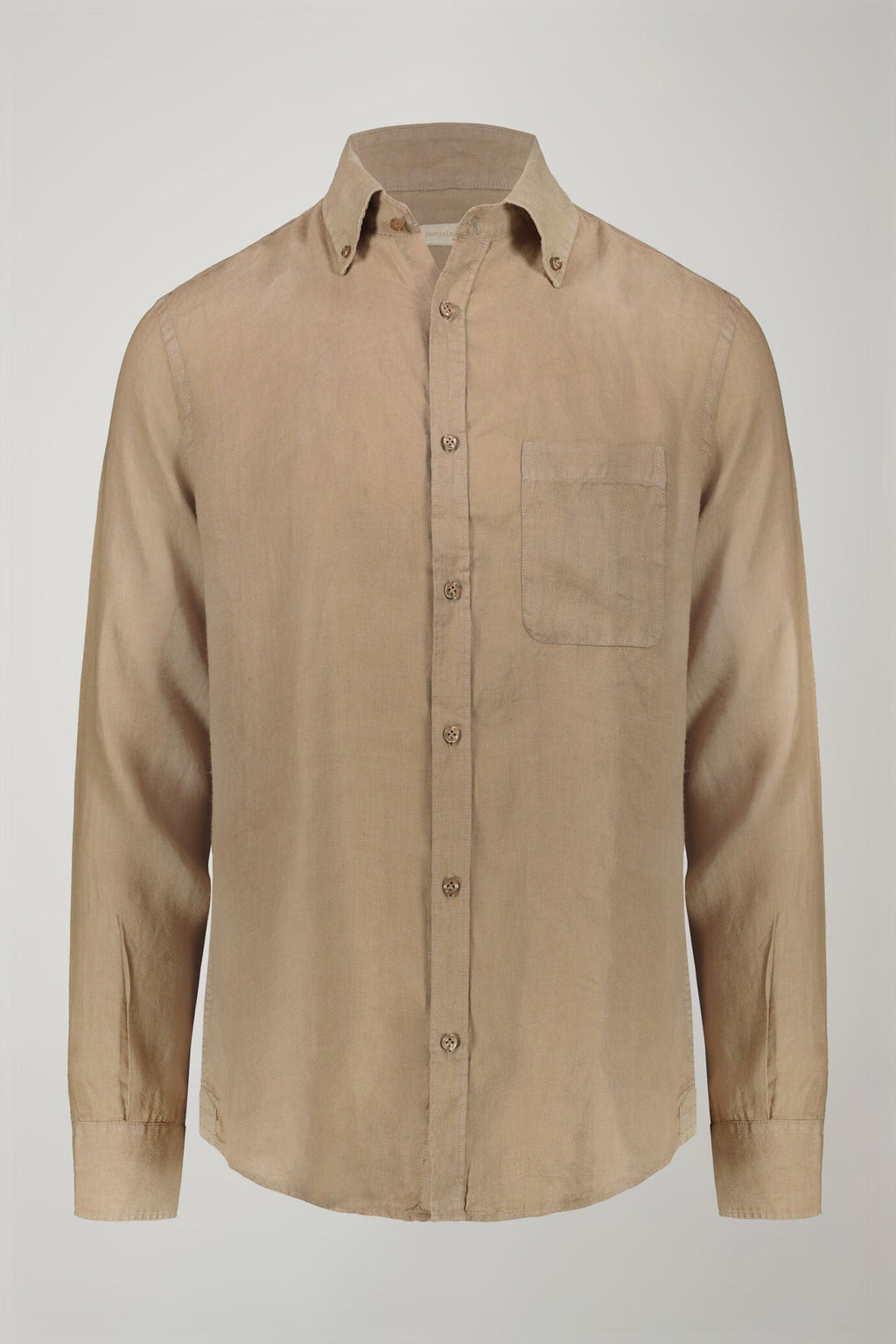 Button-Down Collar Pure Linen Comfort Shirt for Men — gallery