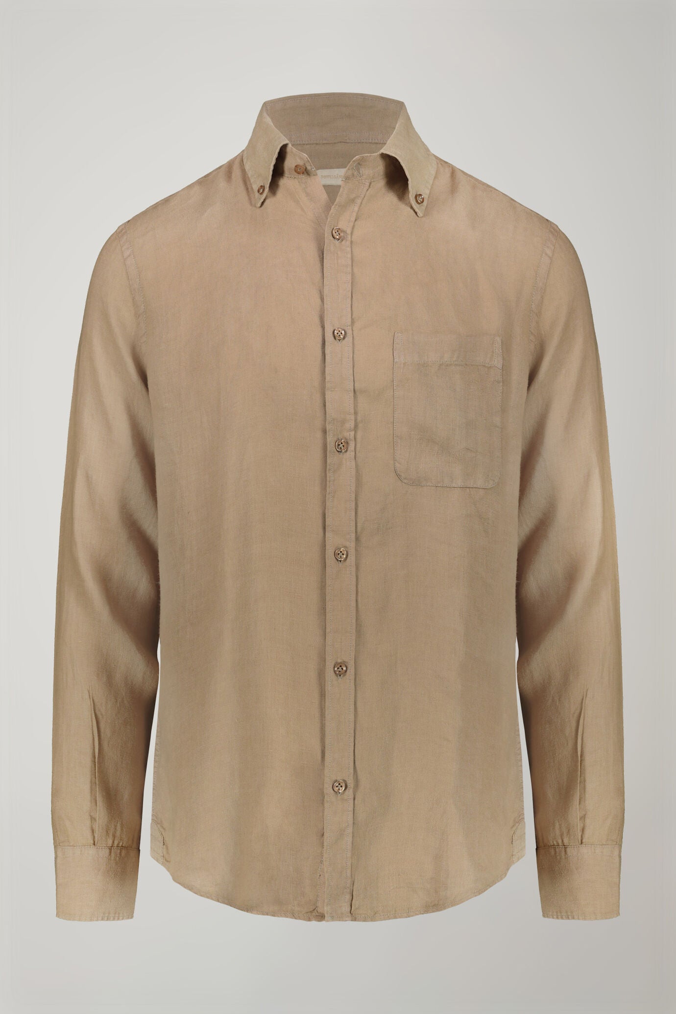 Button-Down Collar Pure Linen Comfort Shirt for Men — gallery