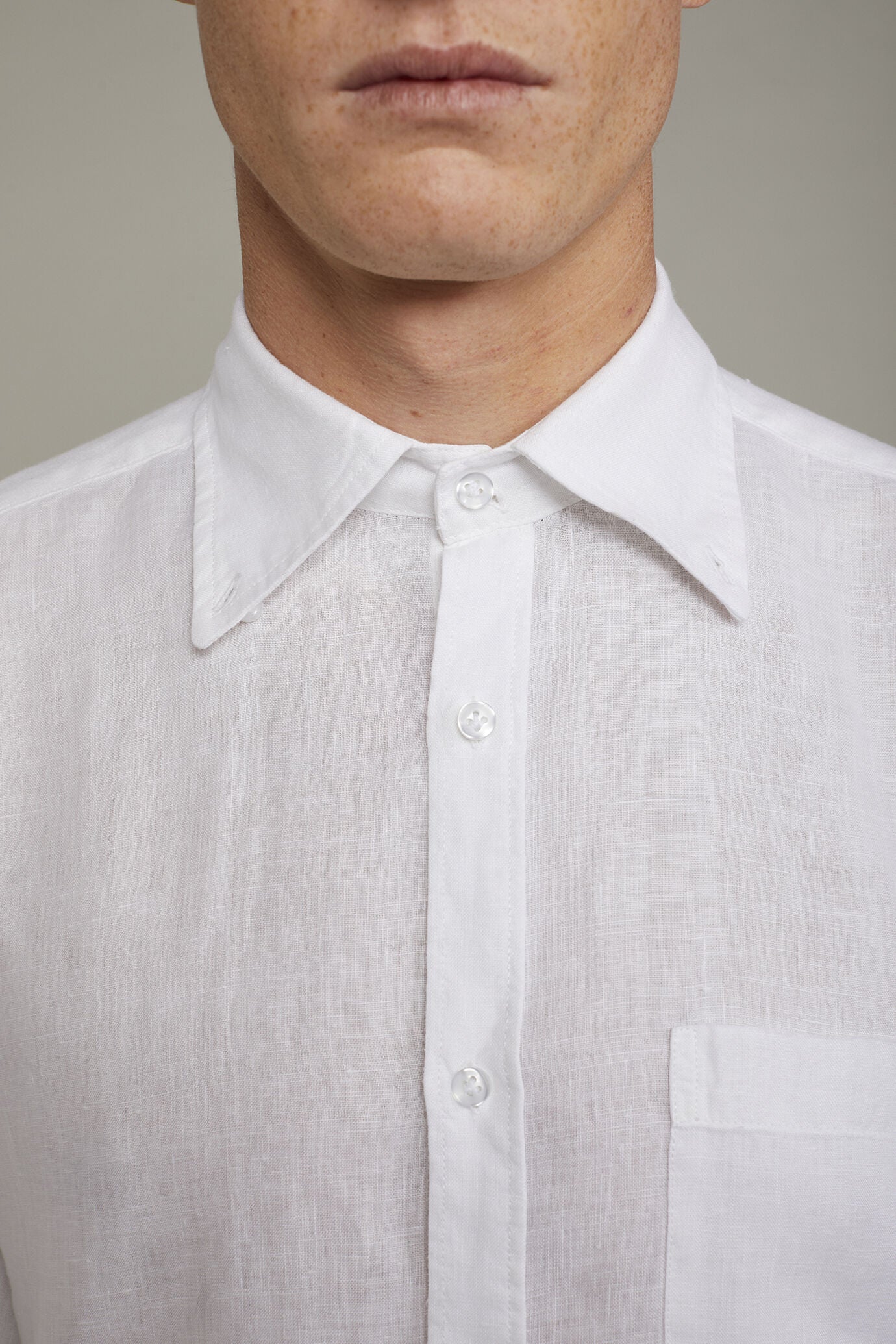 Button-Down Collar Pure Linen Comfort Shirt for Men — gallery