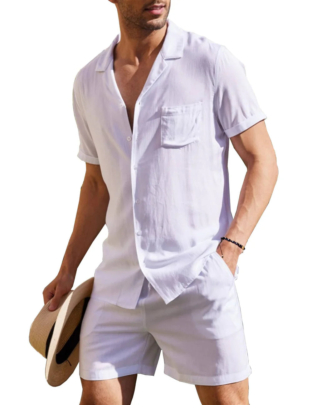 Two-Piece Beach Shirt and Shorts Set for Men - gallery