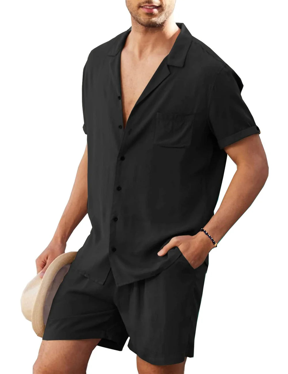 Two-Piece Beach Shirt and Shorts Set for Men - gallery