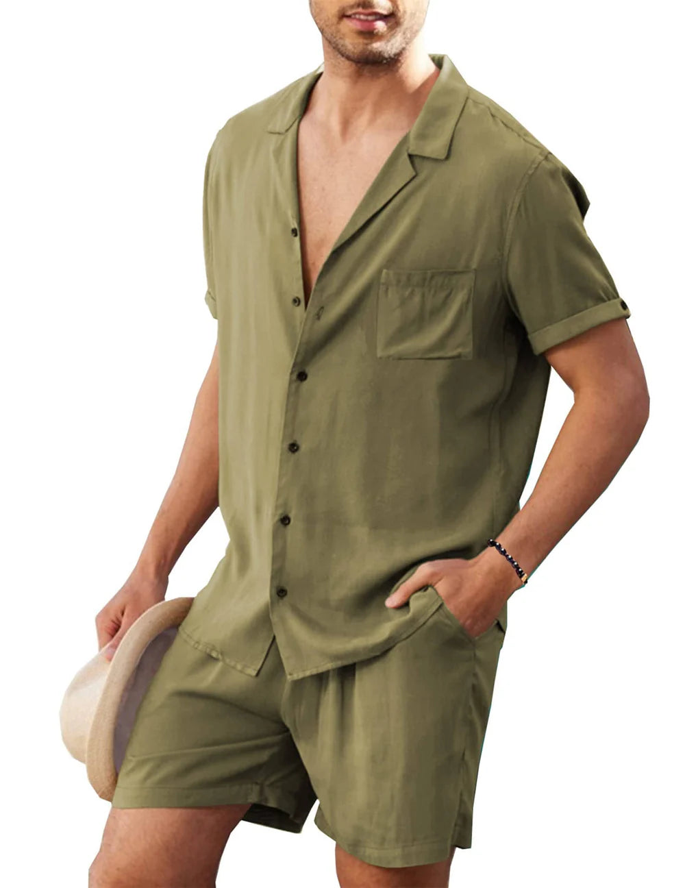 Two-Piece Beach Shirt and Shorts Set for Men - gallery