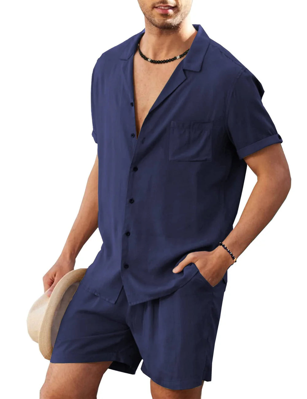 Two-Piece Beach Shirt and Shorts Set for Men - gallery