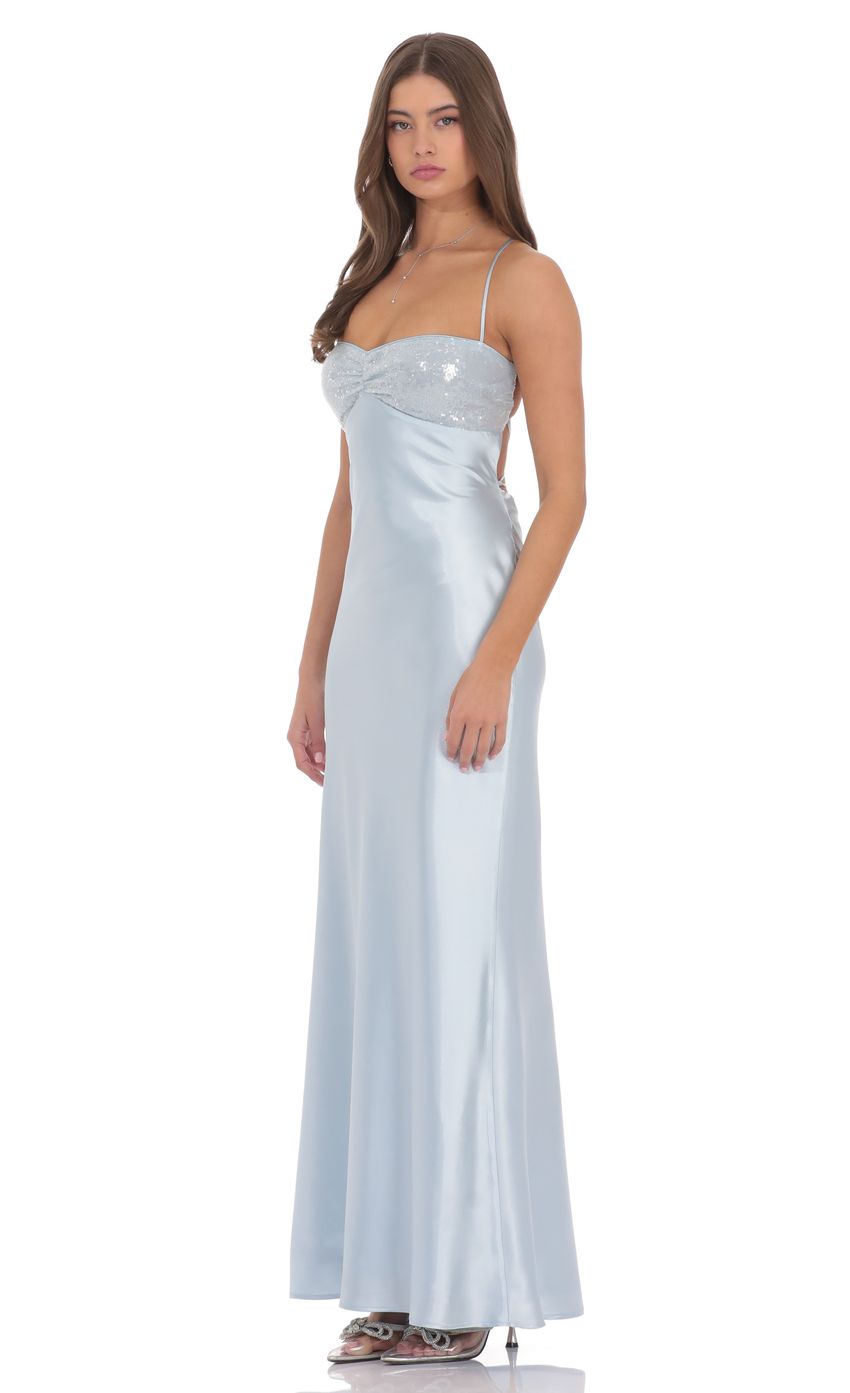 Sequin Bust Satin Maxi Dress for Women - detail