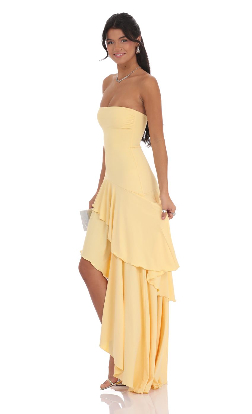Asymmetrical Ruffle Strapless Maxi Dress for Women - detail