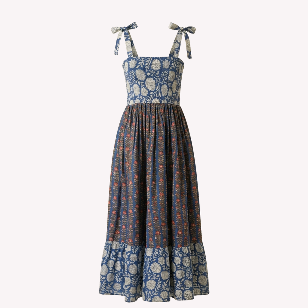 Blue Petal Bloom Floral Dress for Women — Relaxed Luxe Style - gallery