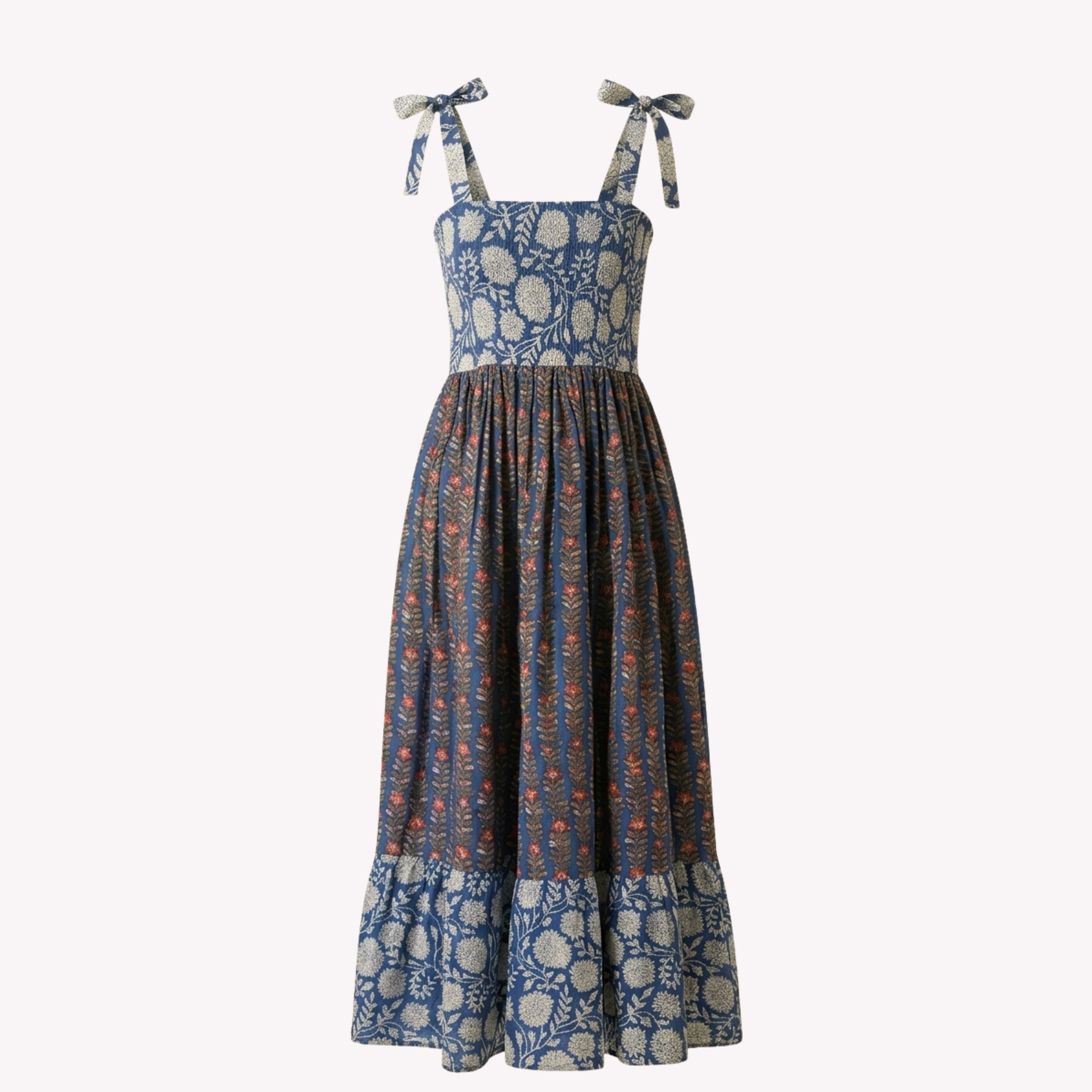 Blue Petal Bloom Floral Dress for Women — Relaxed Luxe Style - gallery