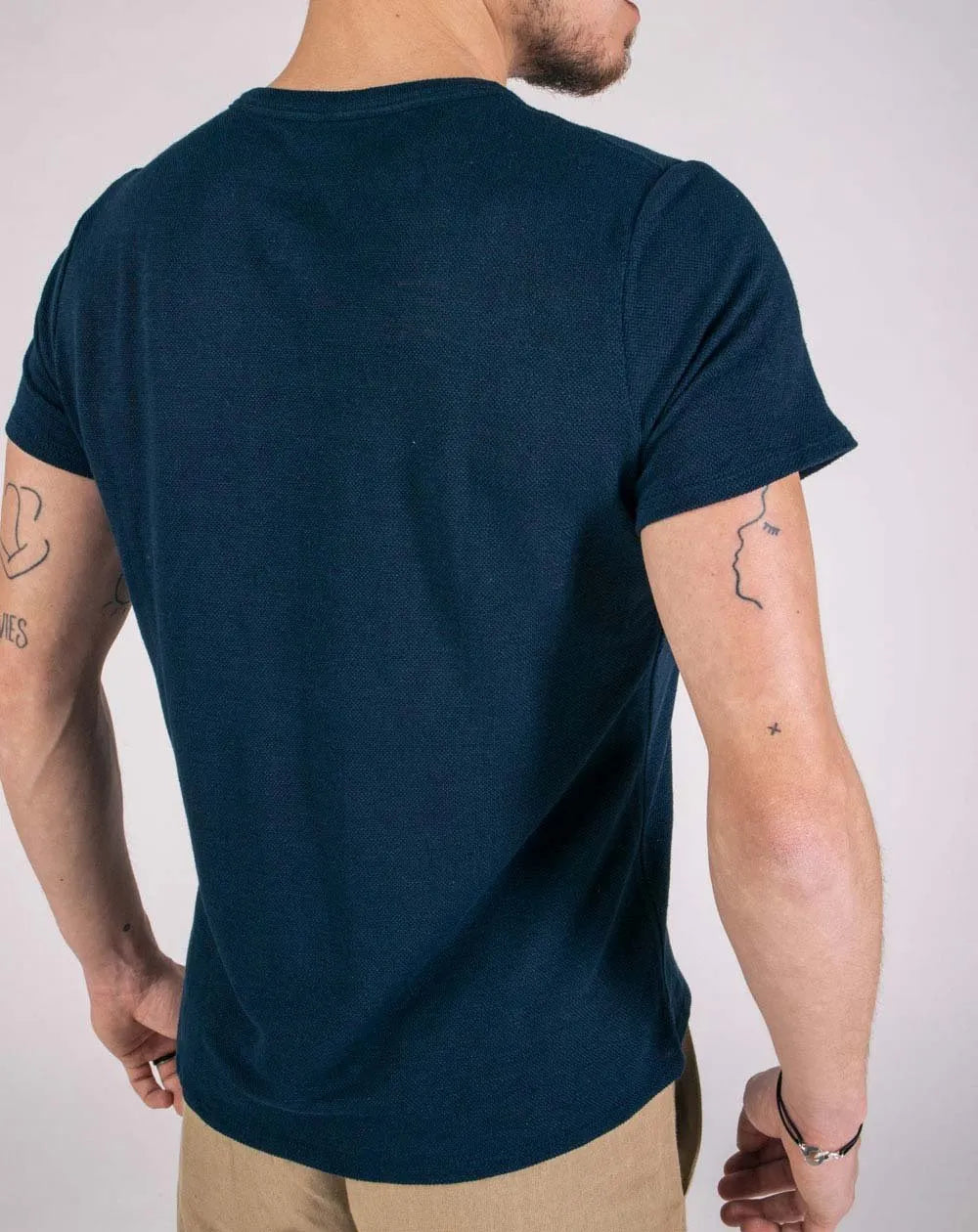 Zorrie Navy Pure Linen Polo Shirt for Men — gallery