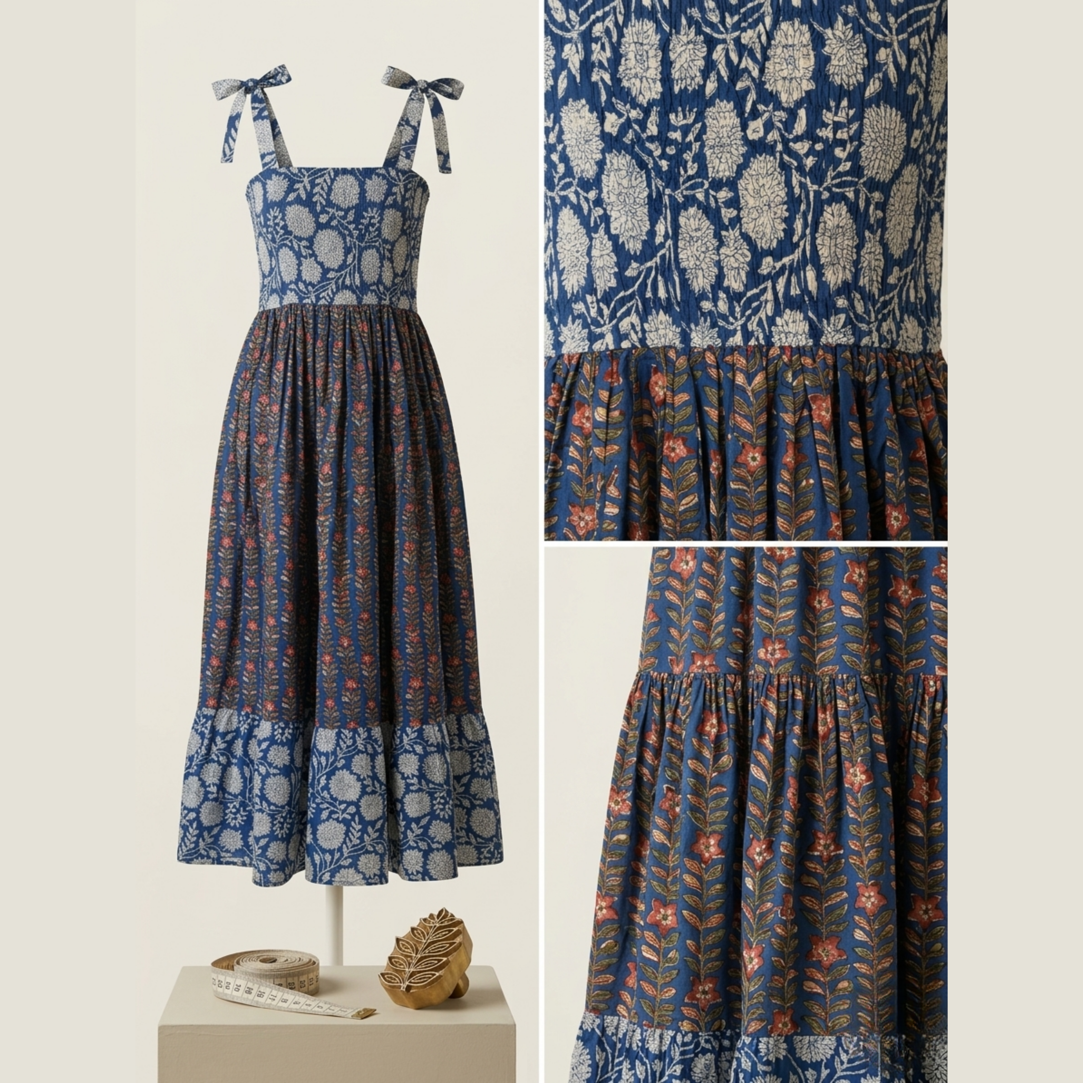 Blue Petal Bloom Floral Dress for Women — Relaxed Luxe Style - gallery
