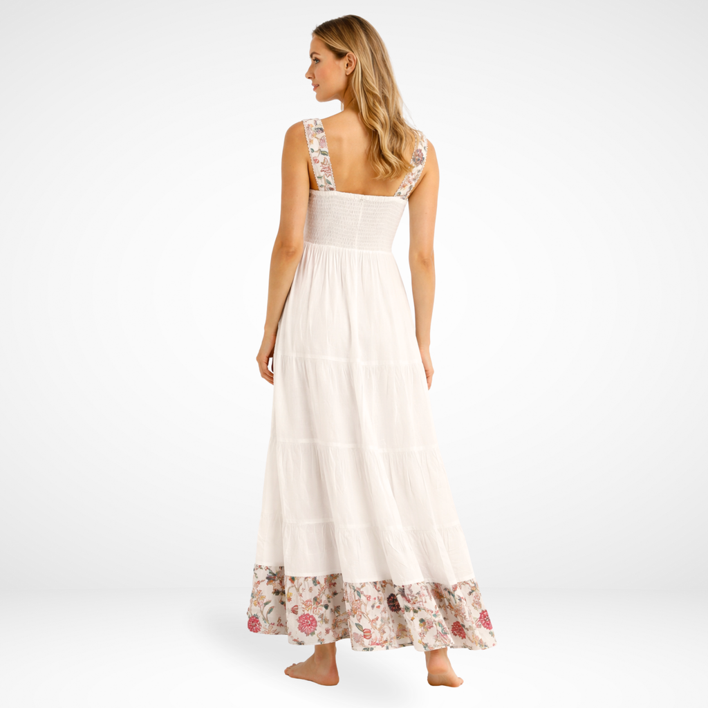White Floral Sleeveless Luxe Dress for Women — Adjustable - gallery