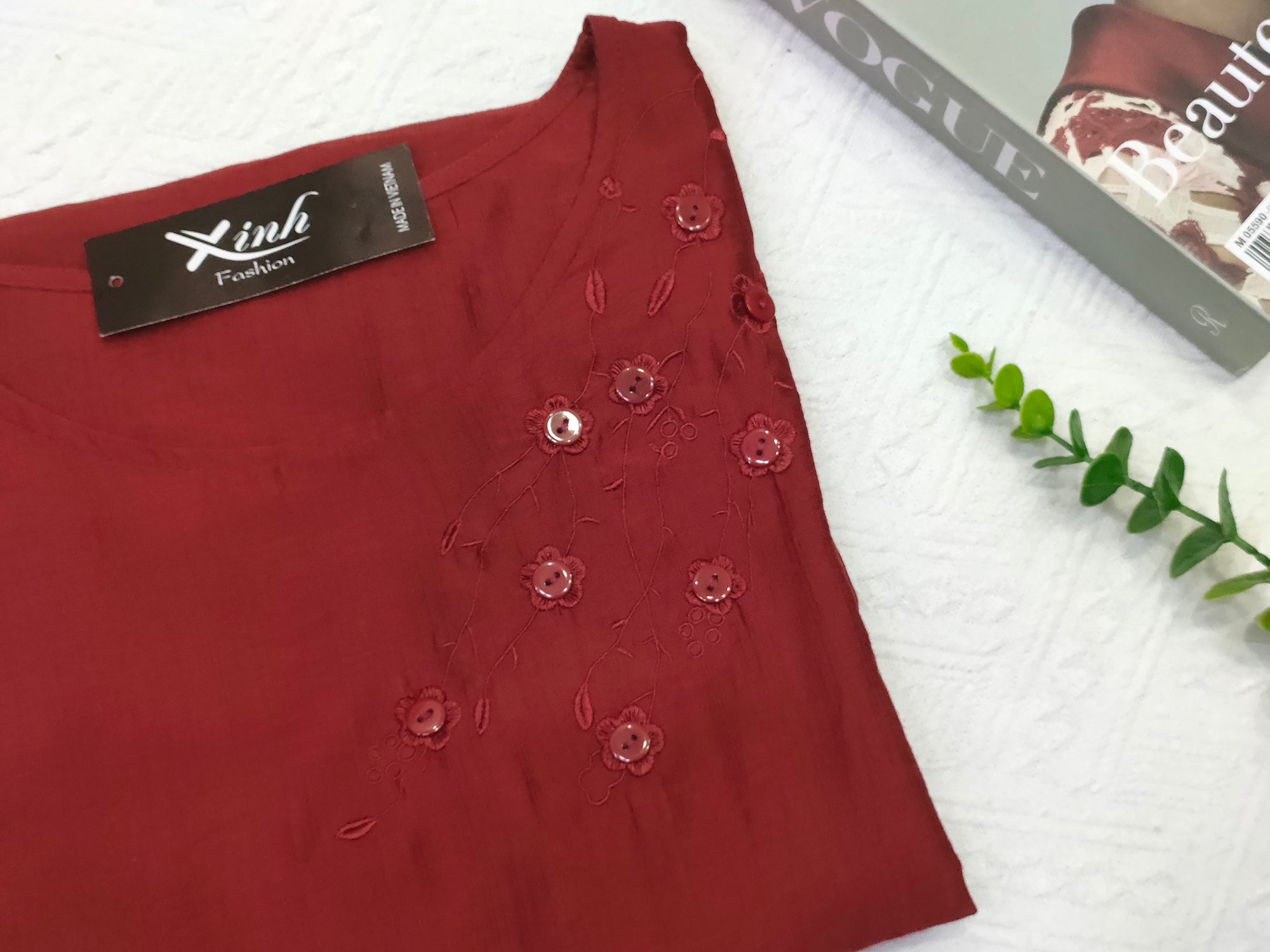 Premium Embroidered Floral Silk Blouse for Women - gallery
