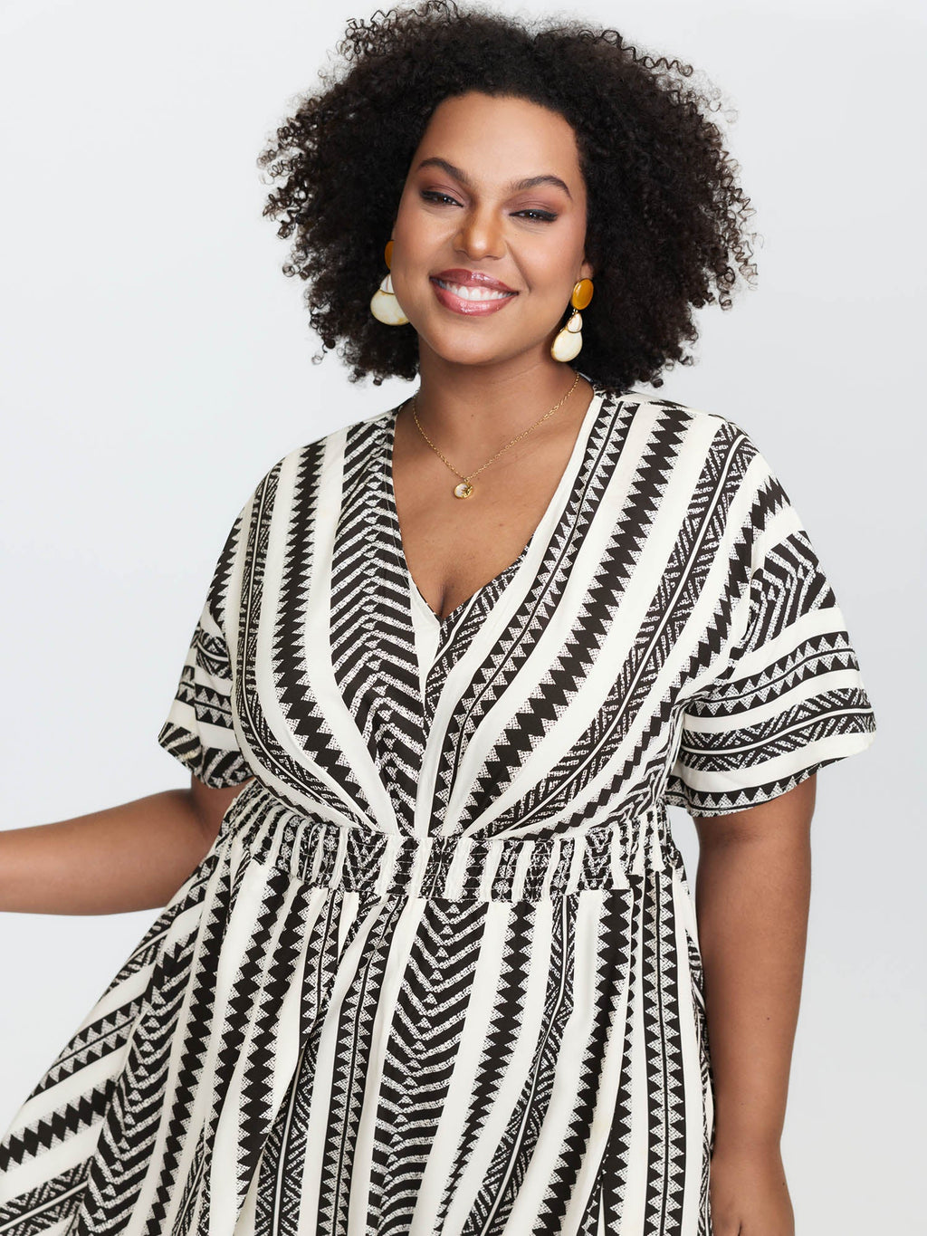 Solid Geometric Dolman Sleeve Pocket Shirred Split Hem Dress for Women - gallery