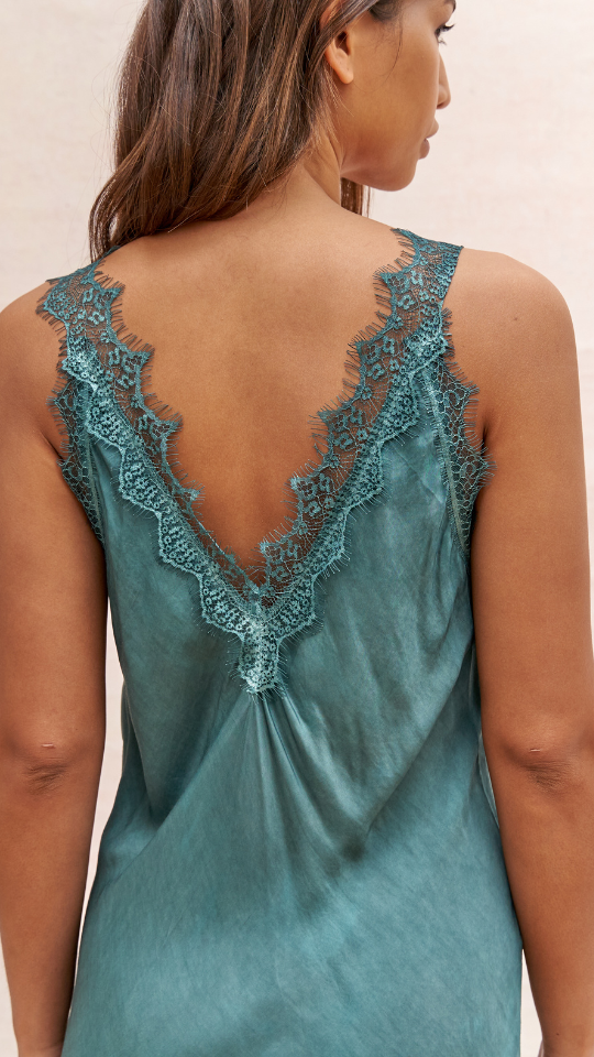 Solange Slip Dress - Emerald - gallery