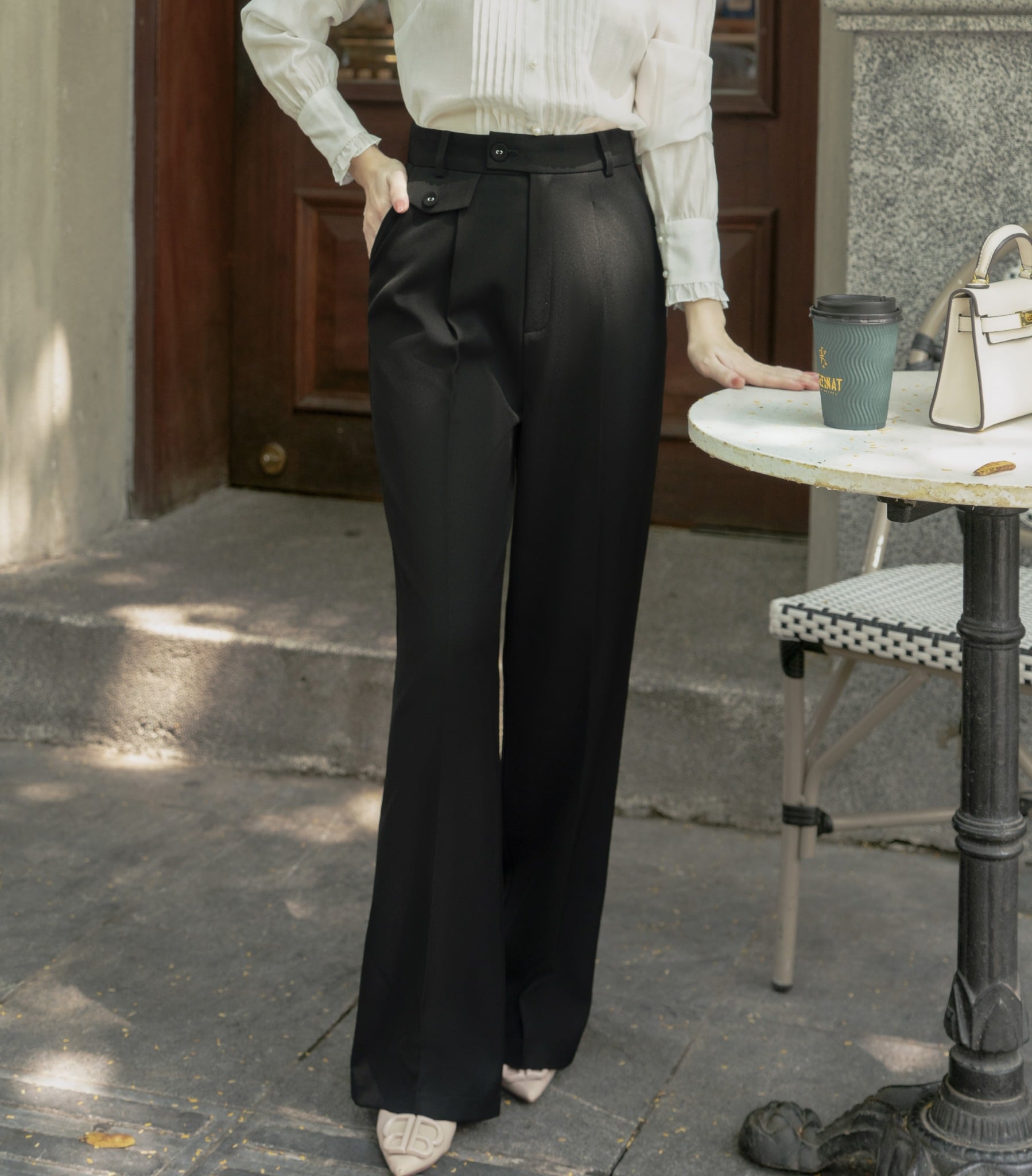 Black Tailored Office Trousers for Women