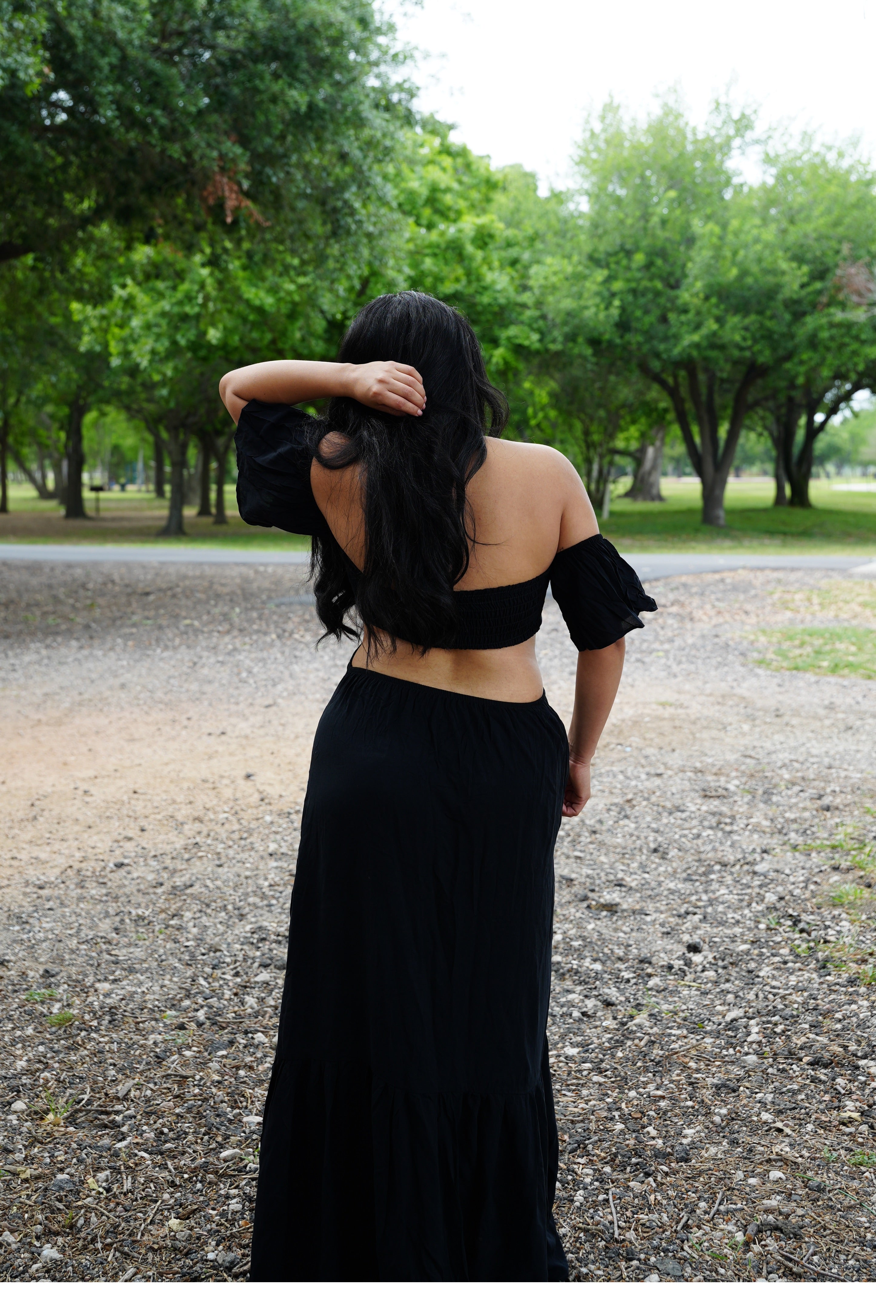 Black Vacation Maxi Dress for Women — Stretchy Light Fabric - gallery