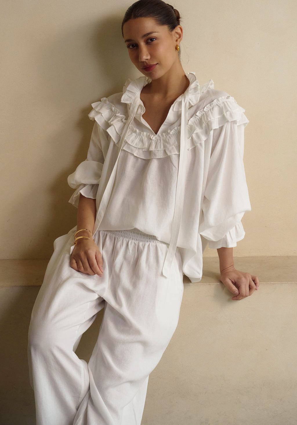 Freya Linen Blouse & Pants Set - gallery