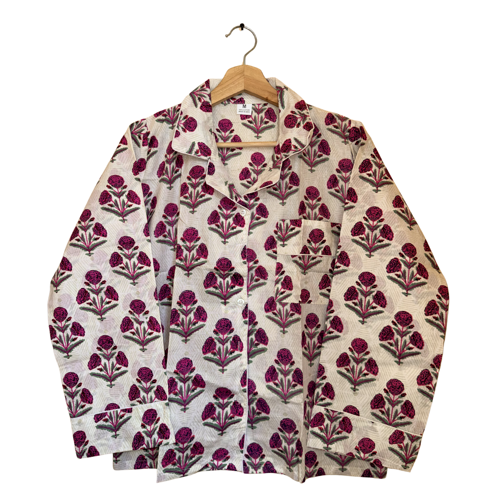 Red Mini Floral Print Cotton Pajama Set for Women - gallery