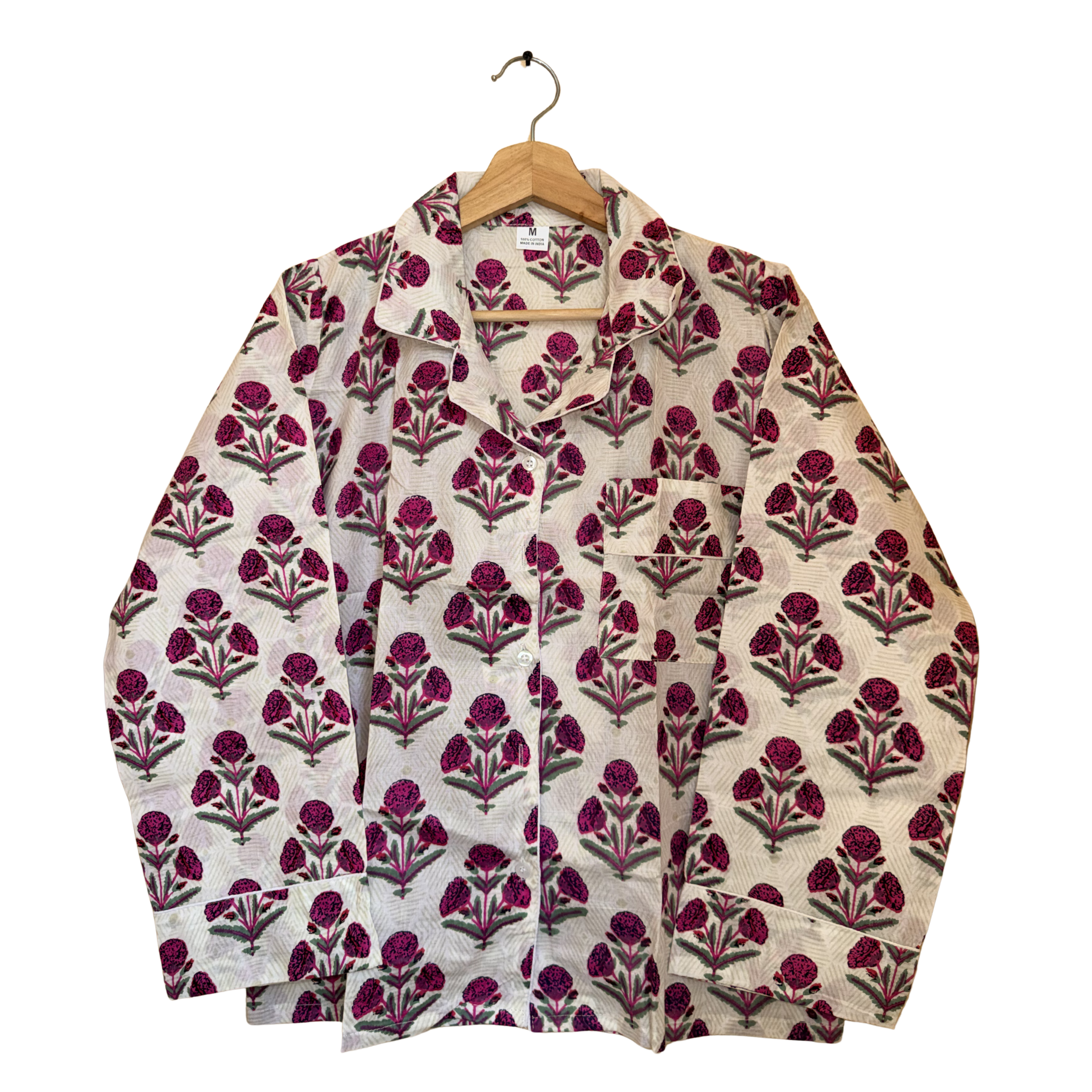 Red Mini Floral Print Cotton Pajama Set for Women - gallery
