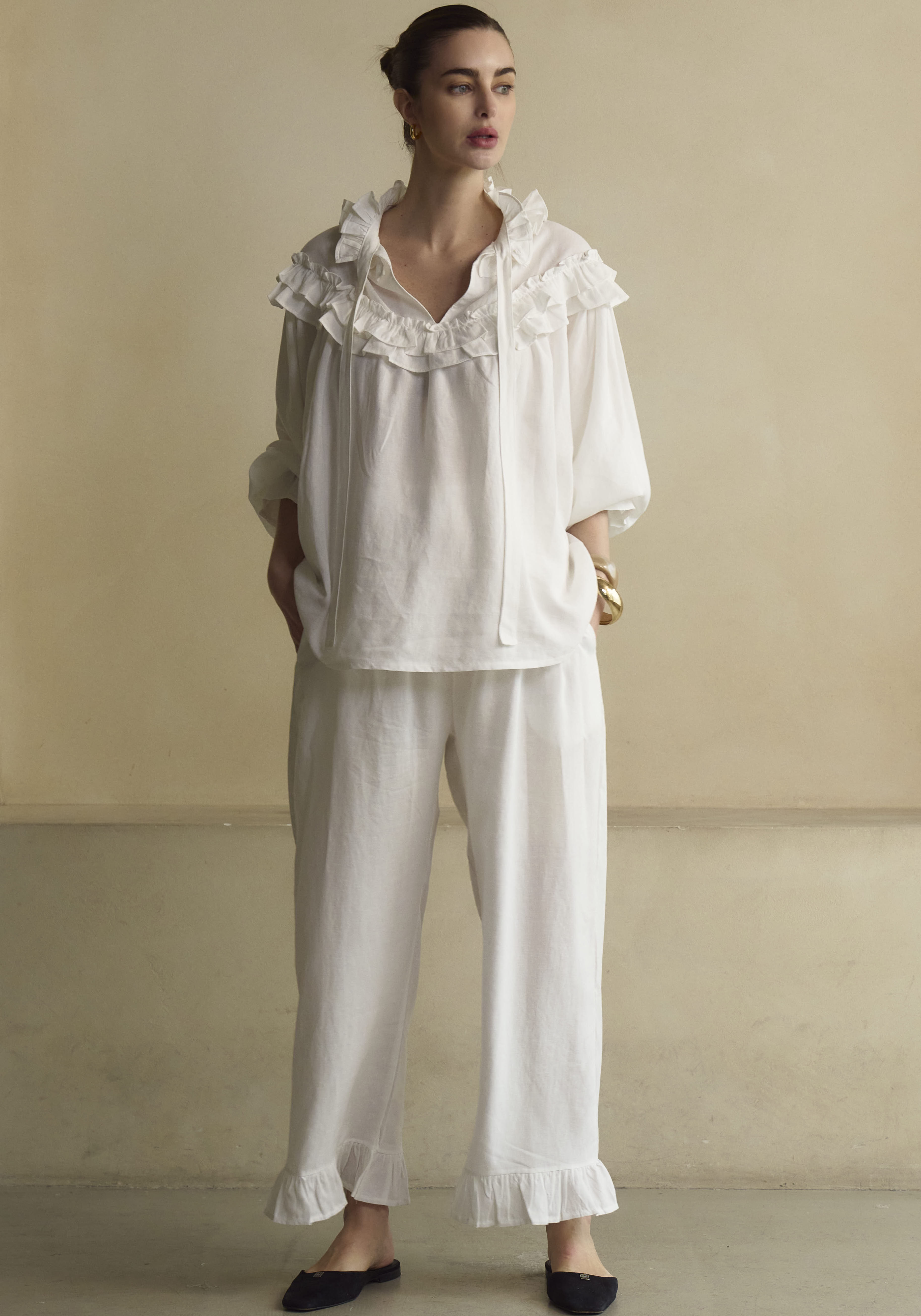 Freya Linen Blouse & Pants Set