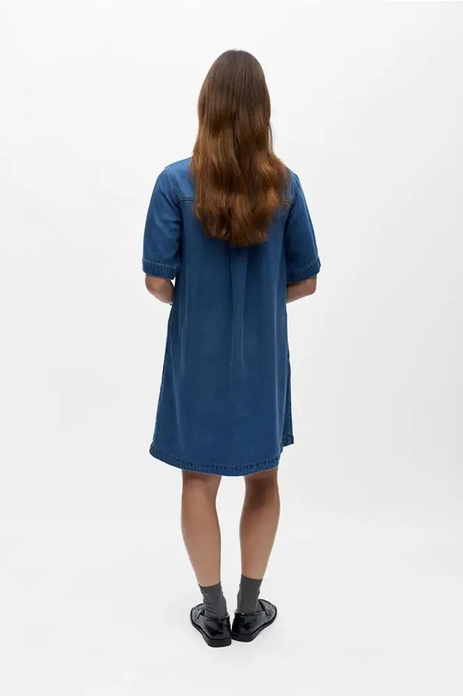 Medium Blue Denim Button Dress - gallery