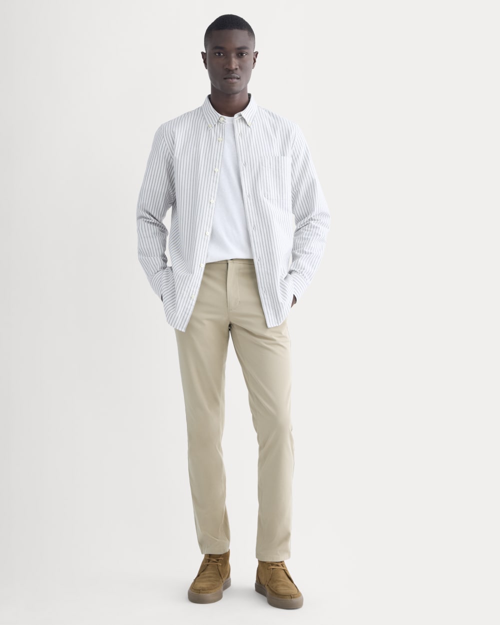 Khaki Slim Performance Chino Trousers for Men