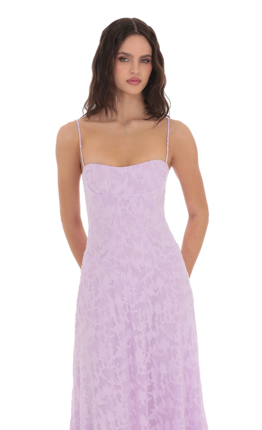 Burnout Lace-Up Maxi Dress in Lavender for Women - detail