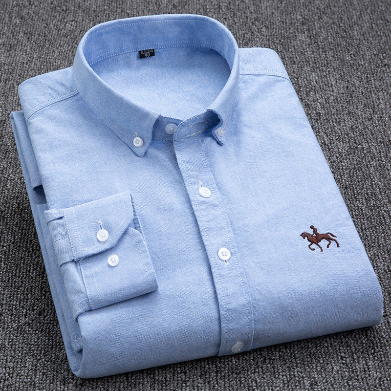 Pure Cotton Oxford Long Sleeve Shirt for Men - Blue