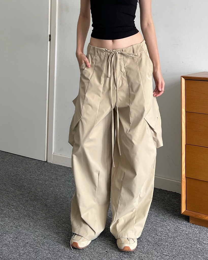 Wide-Leg Cargo Parachute Trousers for Women