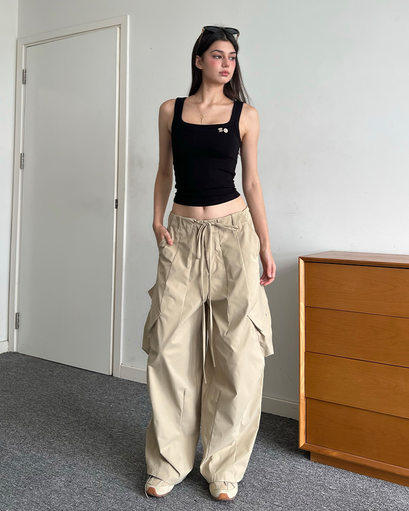 Wide-Leg Cargo Parachute Trousers for Women - gallery