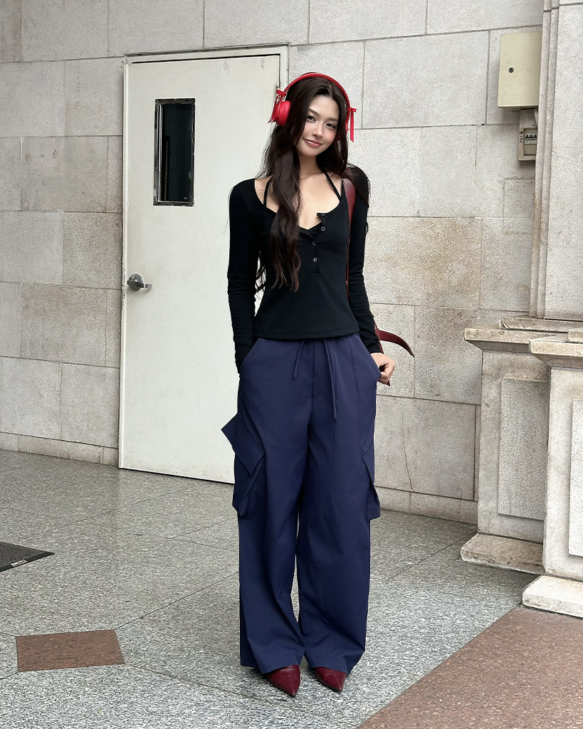 Wide-Leg Cargo Parachute Trousers for Women - gallery