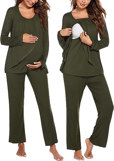 Maternity Nursing Pajama Set Long Sleeve Top & Pants - gallery